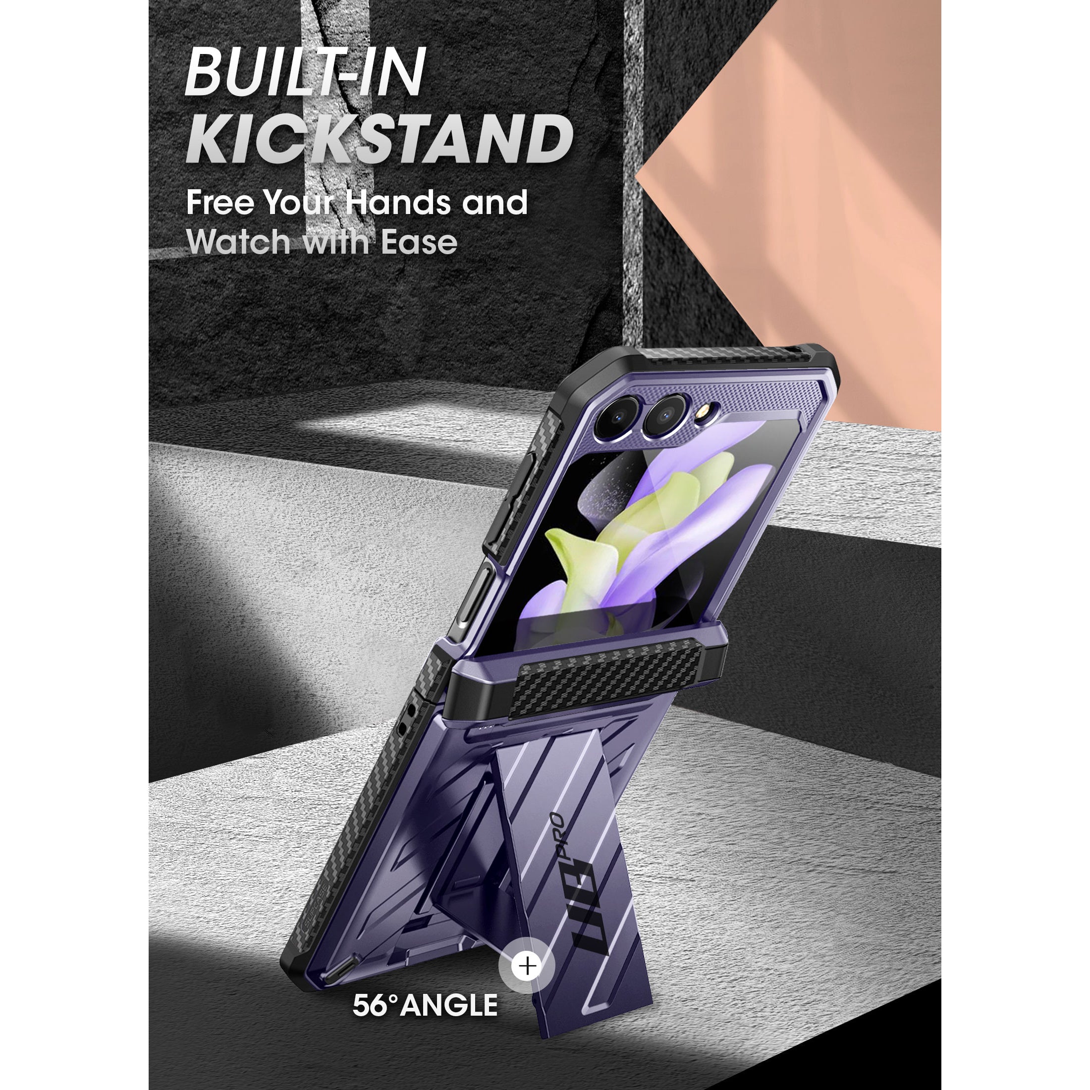 Samsung Galaxy Z Flip5 Unicorn Beetle PRO Heavy Duty Rugged Case with Belt Clip - Shockproof Protective Cover for Everyday Use (Metallic Purple) - Perfect for Outdoor Activities, Work & Travel