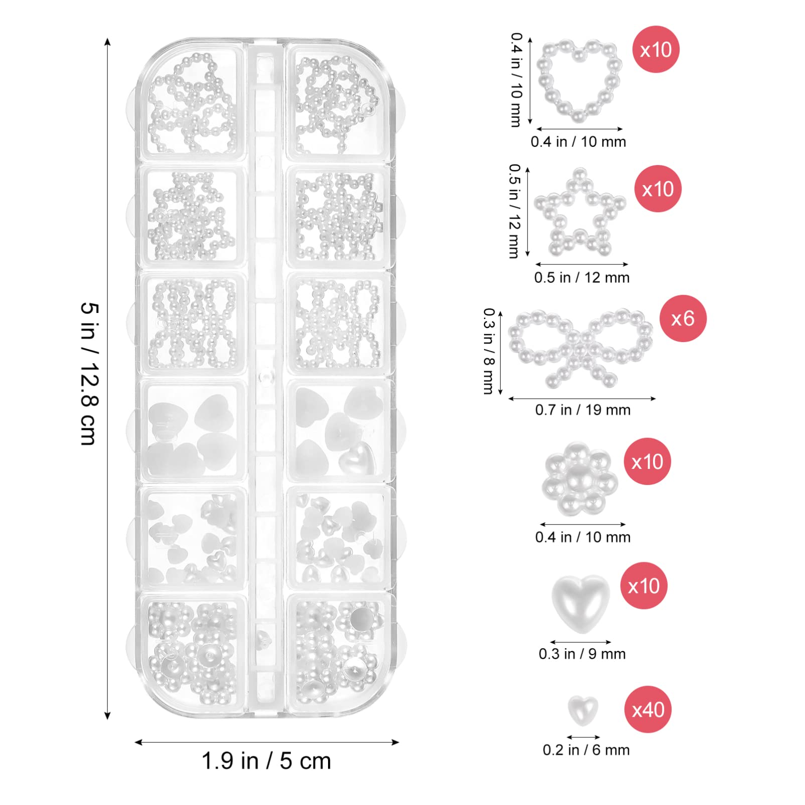 Minkissy 1 Box Nail Art Decorations - 500pcs Flat White Pearl Nail Charms for Manicure, DIY Nail Art Supplies & Nail Decoration Accessories - Perfect for Home Salon, Bridal Nails & Party Nail Art Designs
