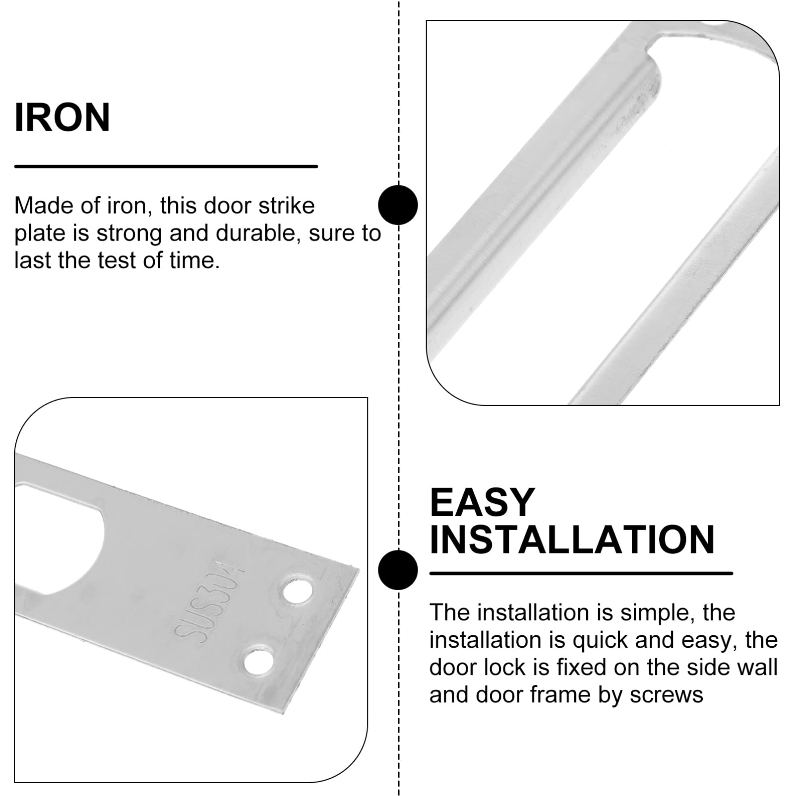 DOITOOL 2PCS Stainless Steel Door Security Reinforcement Plates - Heavy Duty Door Strike Plate for Enhanced Home Security (Fits Between Door Jamb and Door) | Perfect for Apartments, Houses & Offices