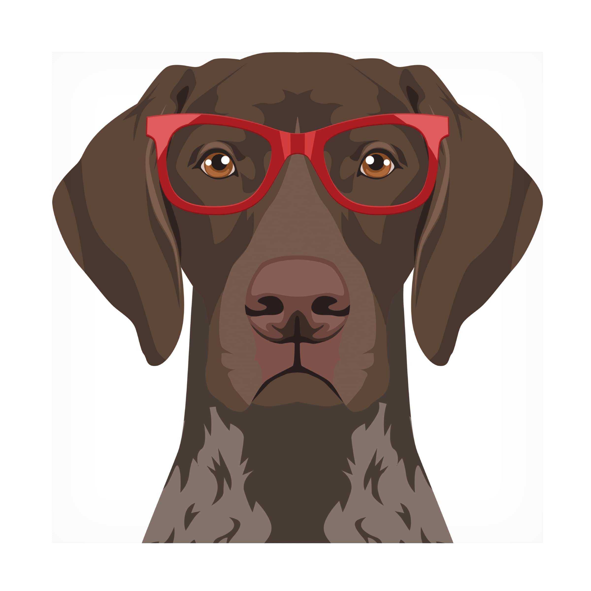 German Shorthaired Pointer Wearing Hipster Glasses Canvas Wall Art - Premium Dog Portrait Painting for Living Room & Office Decor - Unique Gift for Dog Lovers