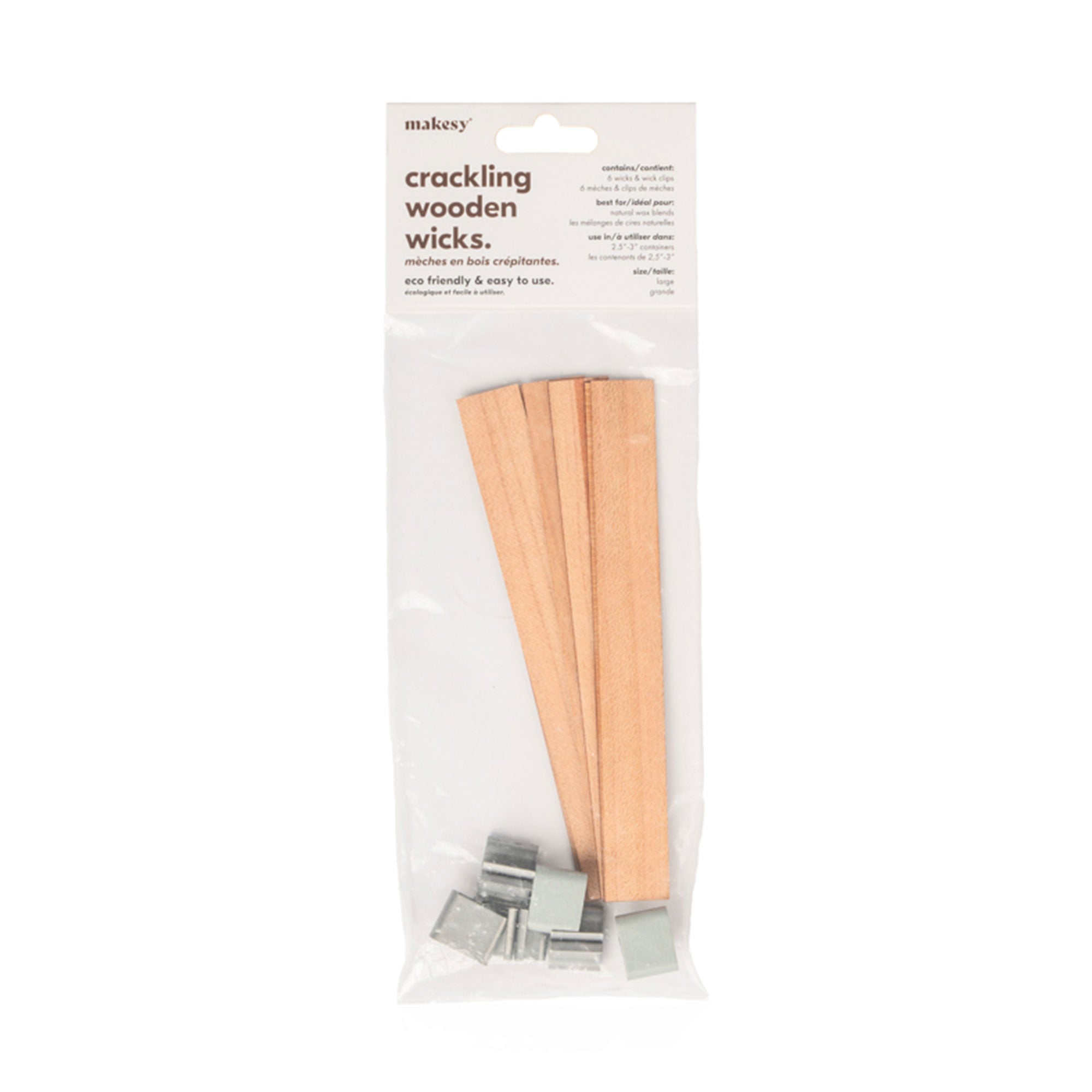 6 Pack Crackling Wooden Wicks - Large Size for Candles, DIY Candle Making, Aromatherapy & Home Decor - Perfect for Relaxation & Romantic Ambiance