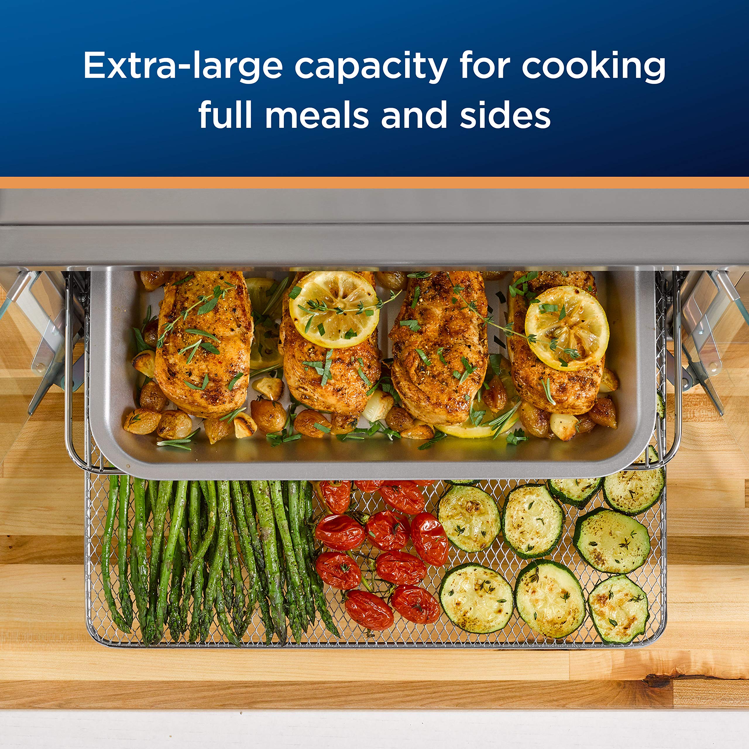 Oster 10-in-1 Air Fryer Toaster Oven with XL Capacity - Stainless Steel French Door Design - Fits 2 Pizzas - Perfect for Family Cooking, Baking, and Healthy Air Frying