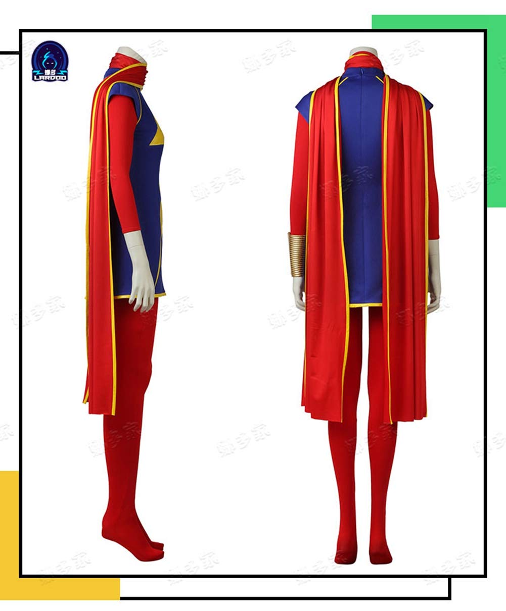 Ms. Marvel Kamala Khan Cosplay Costume - Full Spandex Suit with Cape for Halloween, Comic Con & Superhero Parties | Official Marvel Inspired Outfit