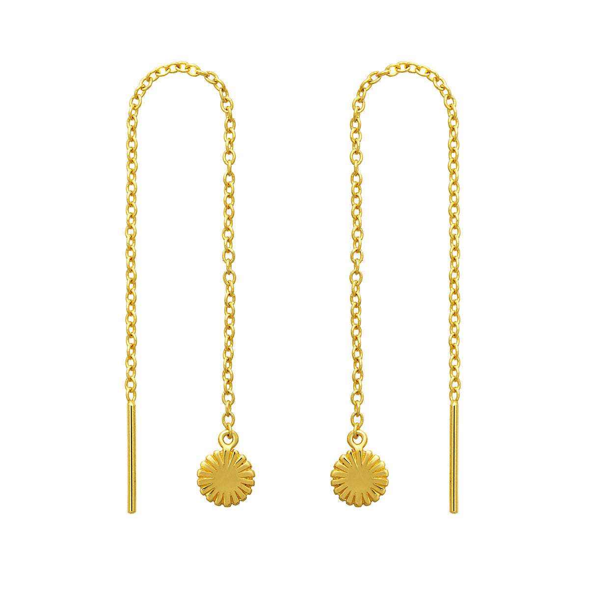 14K Gold Daisy Threader Earrings - Dainty Floral Hoop Earrings for Women, Perfect for Everyday Wear & Special Occasions