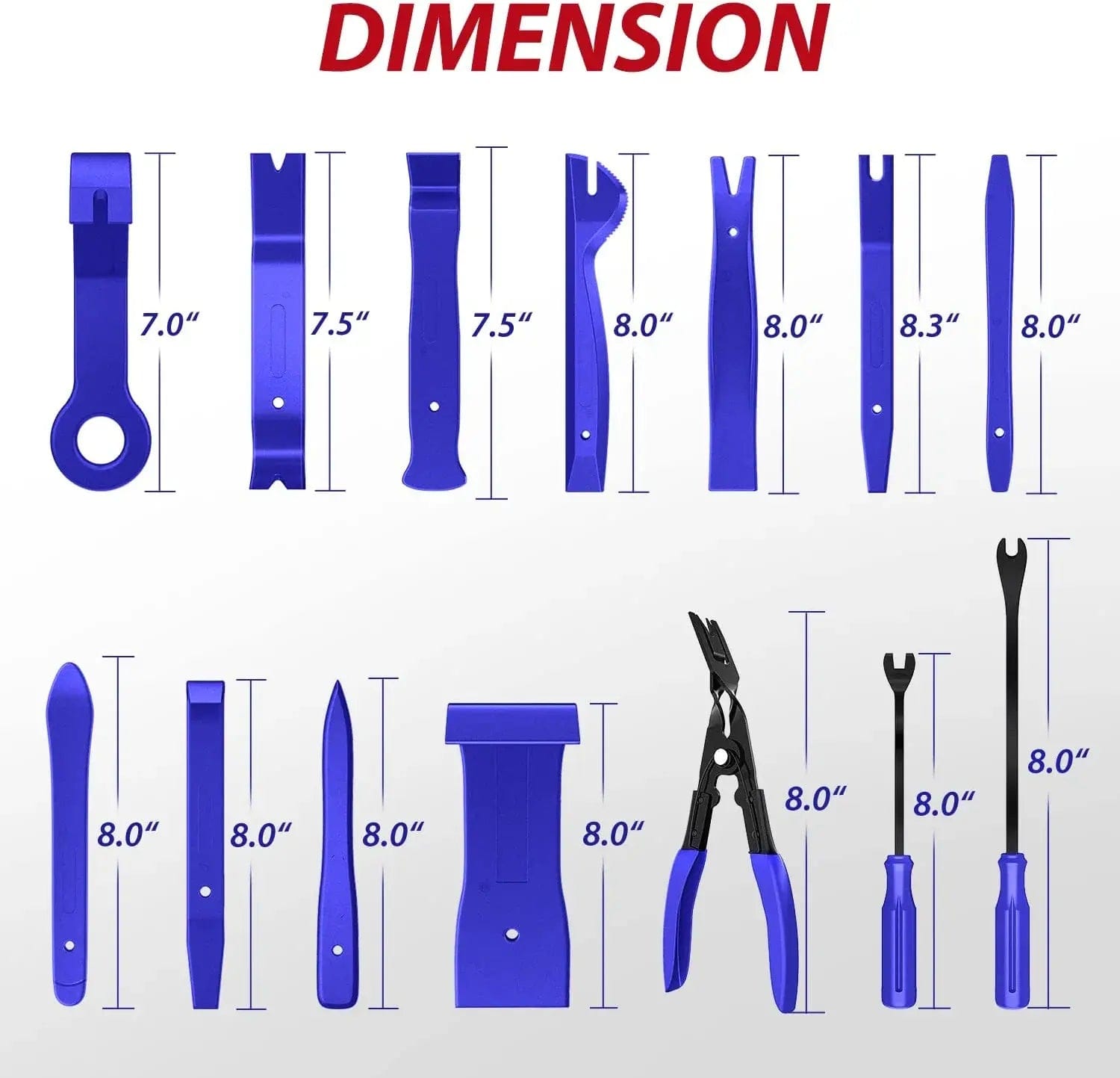 200 Pcs Car Trim Removal Tool Kit - Blue Pry Tools for Door Panel, Dashboard & Interior Auto Parts - Essential for DIY Auto Repair & Detailing