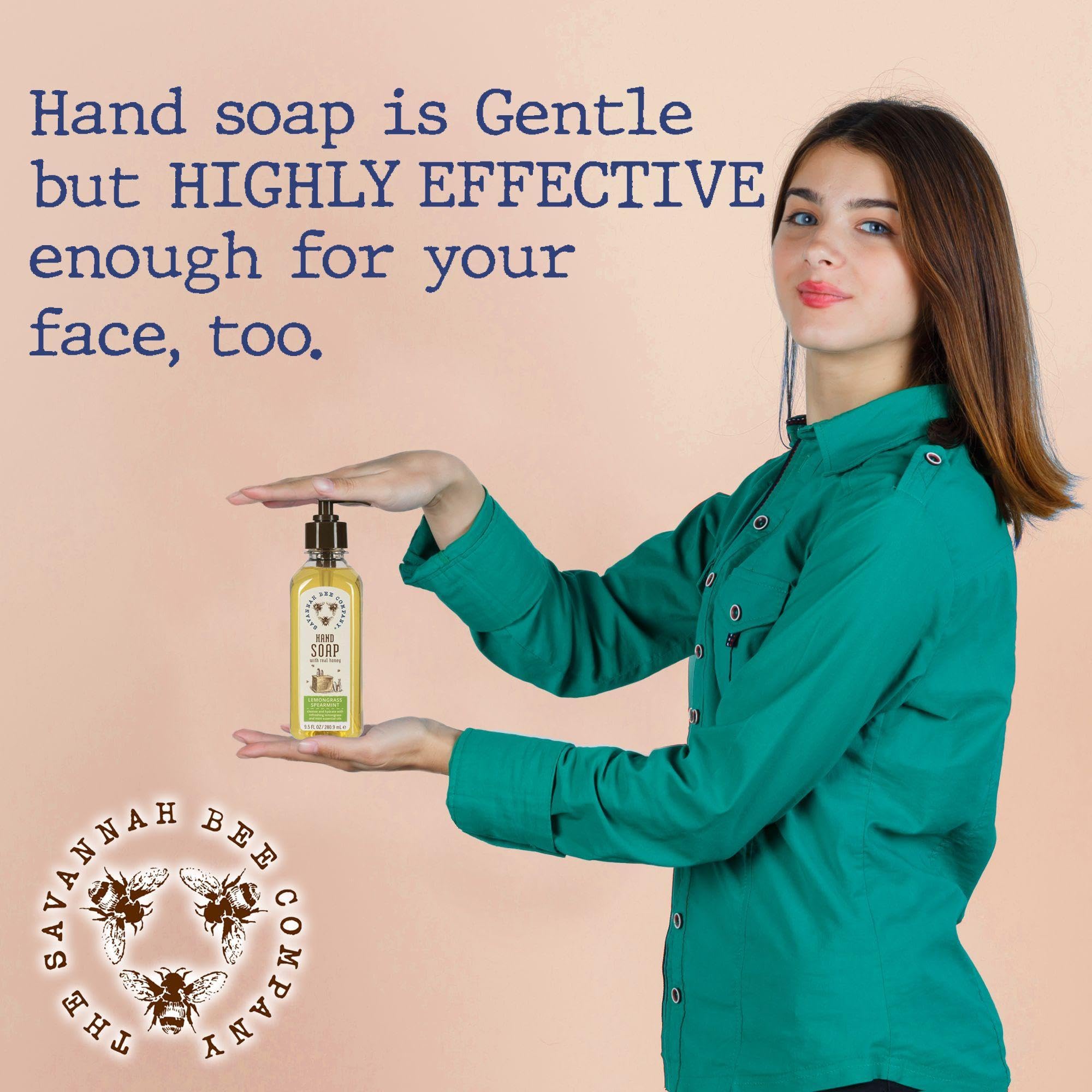 Savannah Bee Company Natural Liquid Hand Soap with Essential Oils - Moisturizing & Antibacterial for Dry Skin - Perfect for Home, Kitchen & Bathroom Use