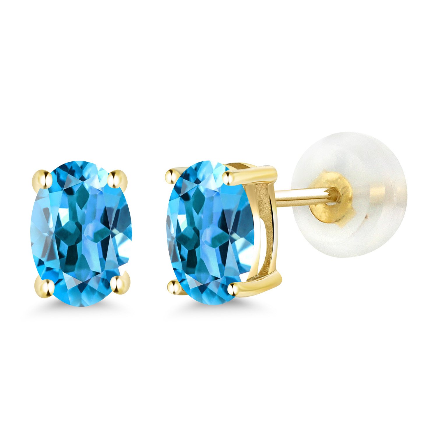 14K Gold Oval Gemstone Birthstone Stud Earrings for Women & Men | 6x4mm Oval Cut | Fine Jewelry Gift for Her, Mom, Wife | Anniversary, Birthday, Valentine's Day Present