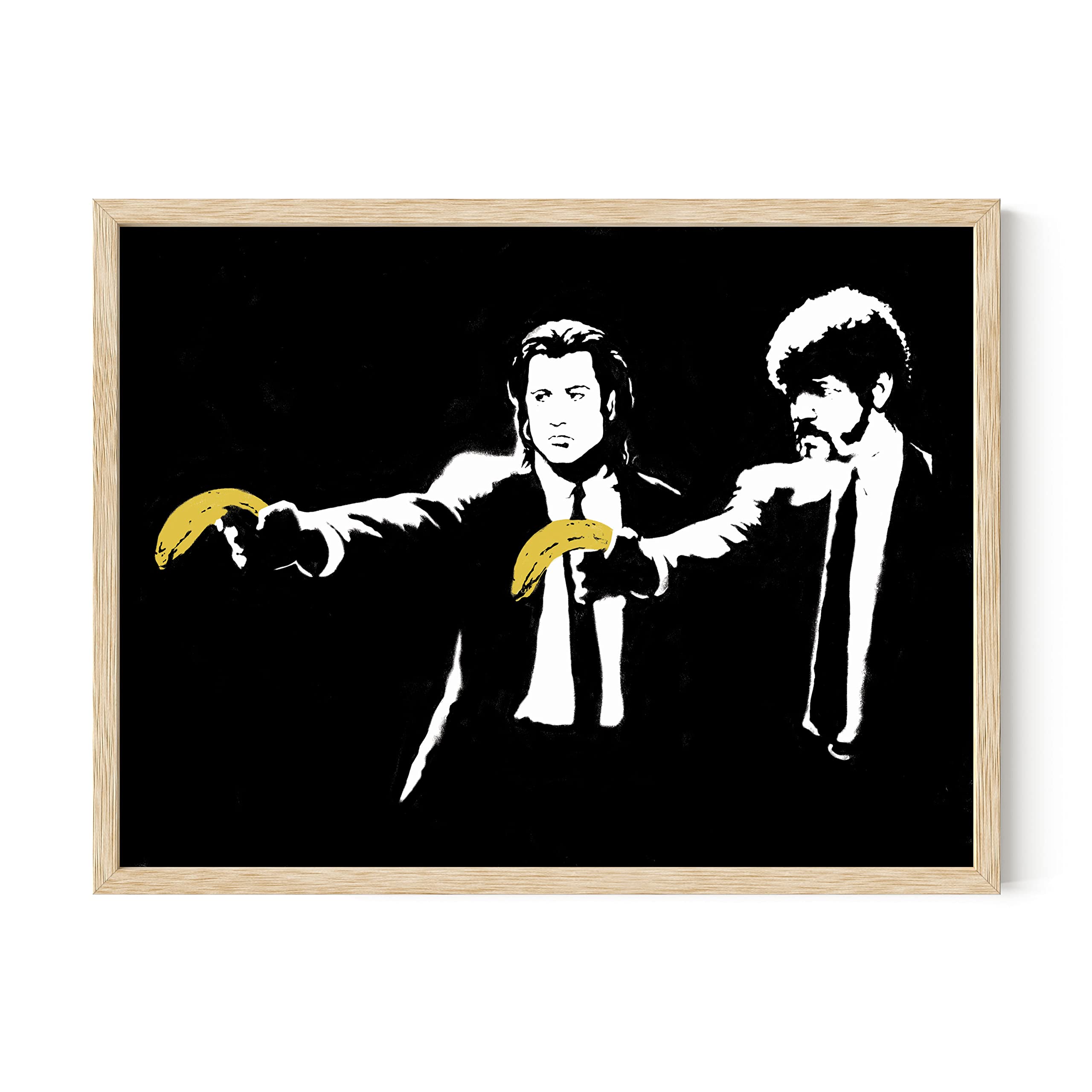 Banksy Urban Pop Art Print - Movie Inspired Street Art Wall Decor for Graffiti Fans, 12x16 Inches with Beige Frame - Perfect Gift for Art Lovers & Home Office Decoration
