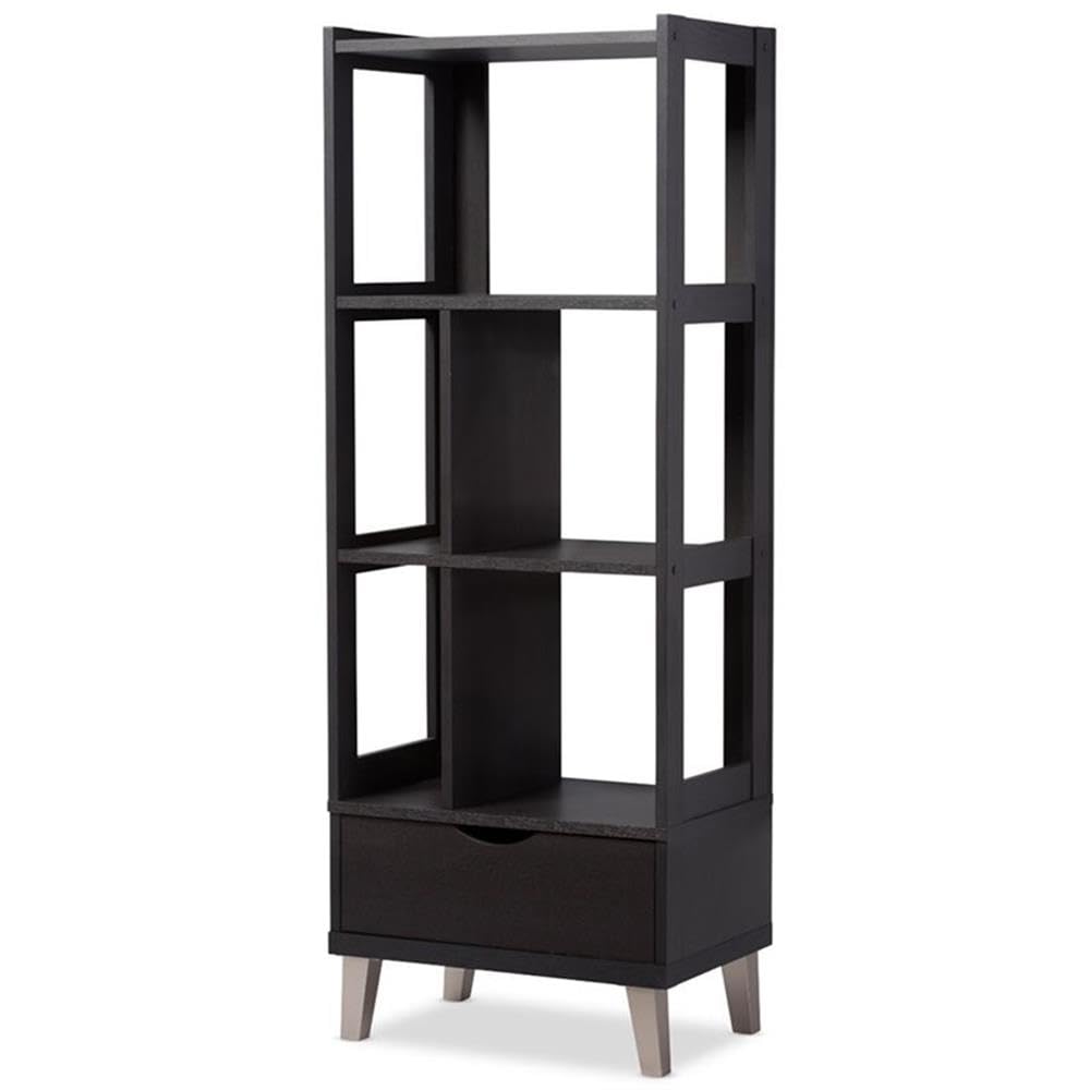 Allora Modern Espresso Bookcase - Stylish Wooden Bookshelf for Living Room, Office & Home Decor - Perfect for Organizing Books, Displaying Decor & Enhancing Your Space