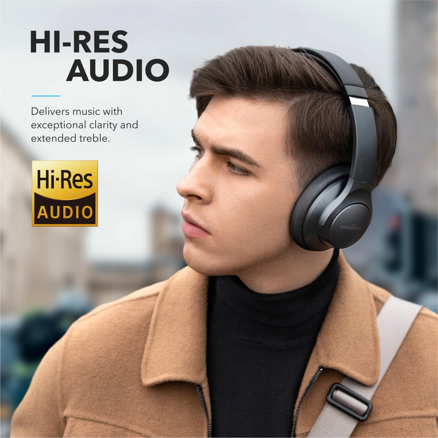 Soundcore Anker Life Q20 Hybrid Active Noise Cancelling Wireless Bluetooth Headphones - 60H Playtime, Hi-Res Audio, Deep Bass, Memory Foam Ear Cups for Travel & Commuting (Black & Blue) - Perfect for Airplanes, Office Work & Music Lovers