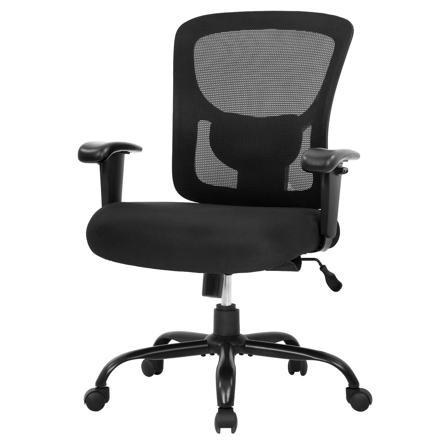 Big and Tall Office Chair 400lbs - Heavy Duty Ergonomic Mesh Computer Chair with Lumbar Support, Wide Seat & Adjustable Arms - High Back Executive Swivel Rolling Desk Chair for Home Office (Black) - Perfect for Long Work Hours & Large Body Types