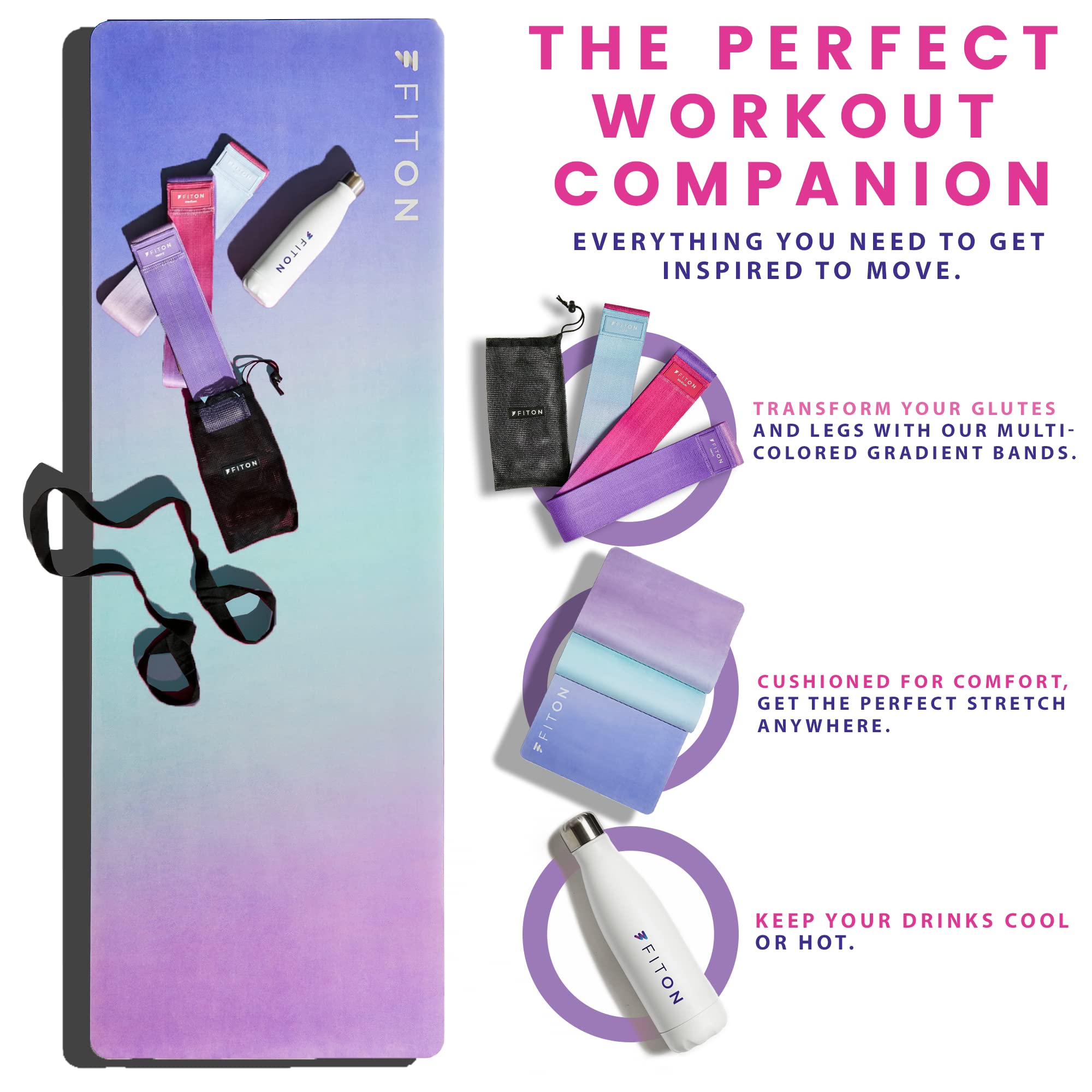 Beginner Yoga Starter Kit with Exercise Mat, Resistance Bands & Water Bottle - Complete Workout Set for Home, Gym & Outdoor Use | Perfect for Yoga, Pilates, Stretching & Fitness Training