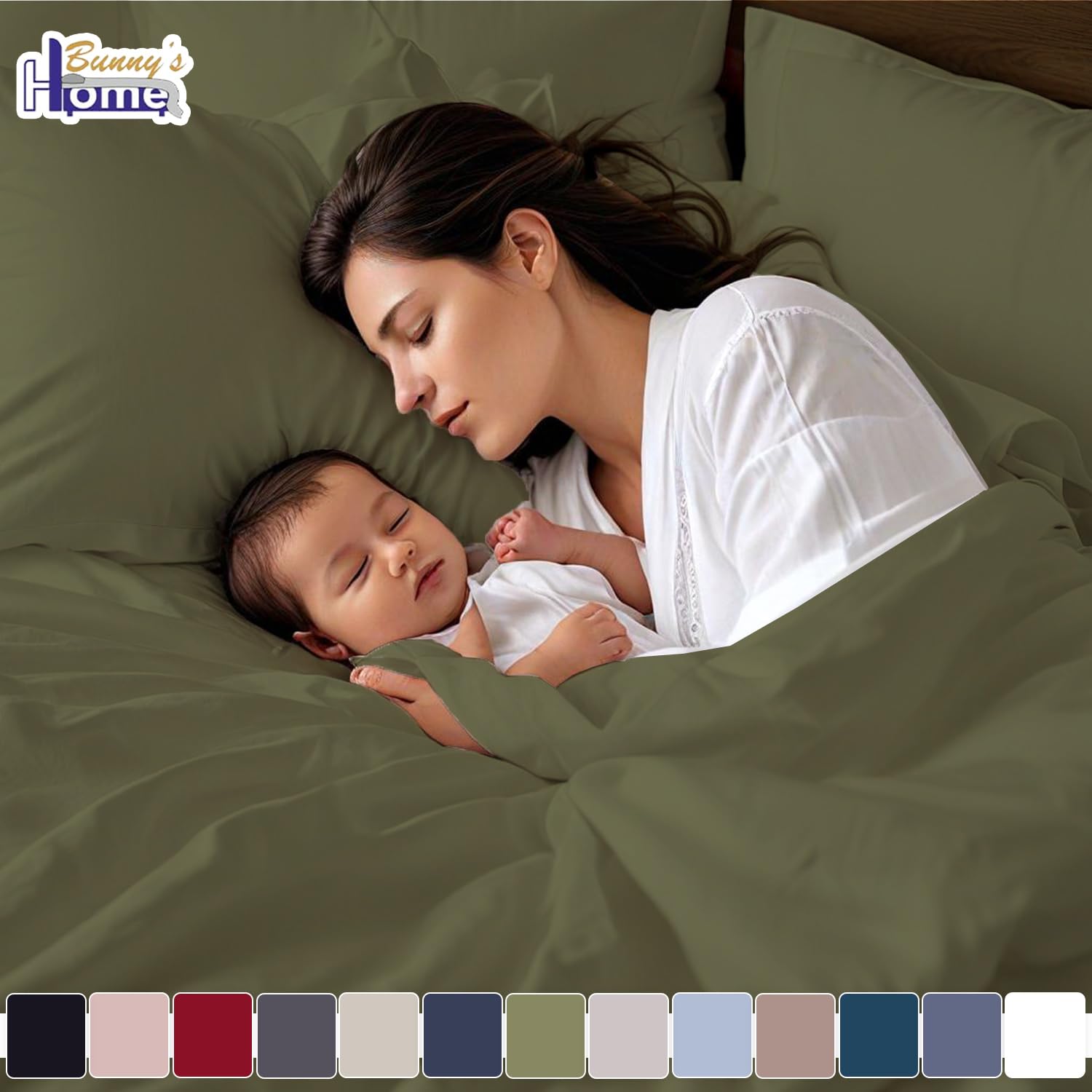 Bunny's Home Cooling King Sheets - Luxury 100% Egyptian Cotton 4-Piece Bedding Set | Ultra Soft King Size Sheets with 17
