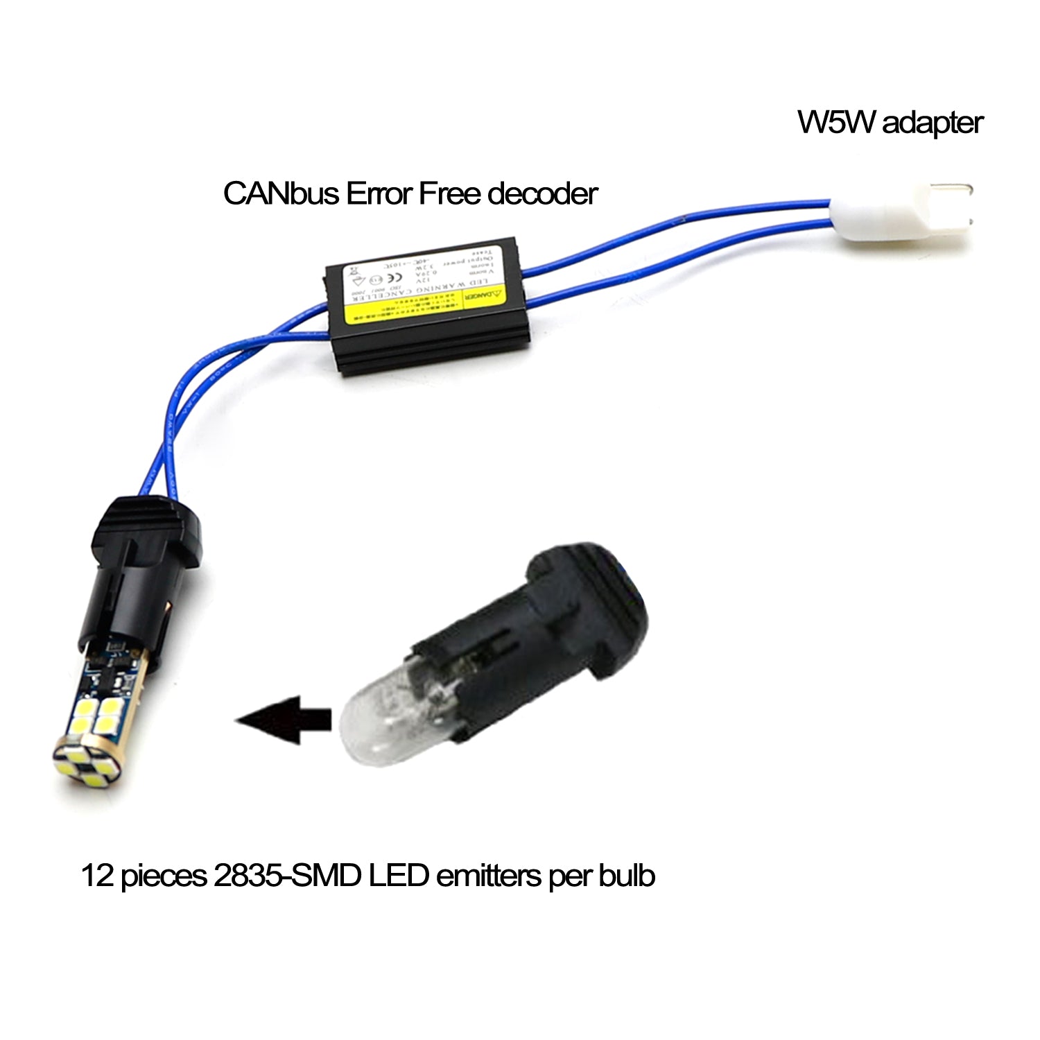 12 SMD W5W LED Bulbs - Error Free Replacement for Audi BMW Mercedes Parking Lights - Perfect for Night Driving & Enhanced Visibility