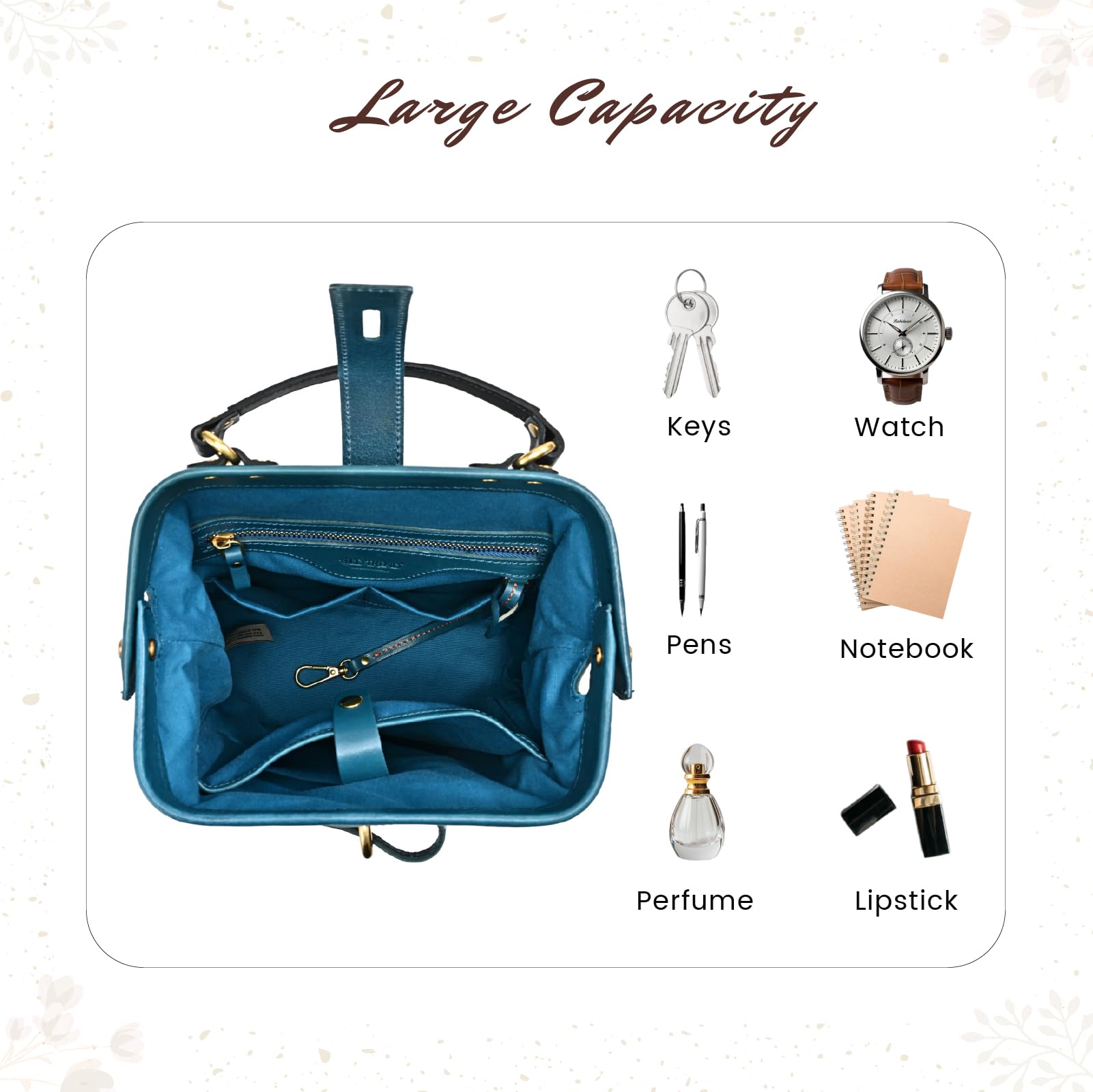 Genuine Leather Backpack Purse for Women - Convertible Shoulder Bag (Turquoise) - Perfect for Work & Travel