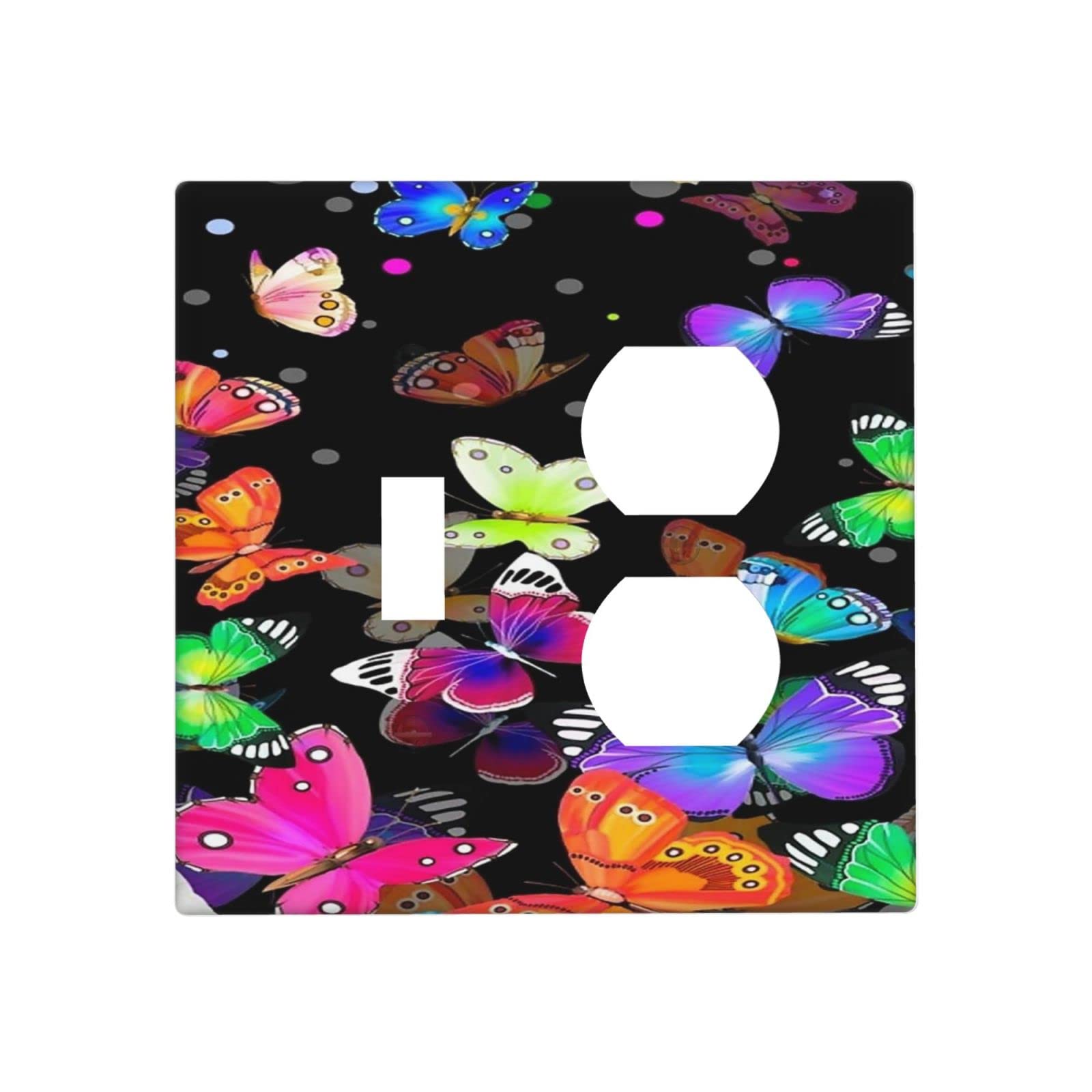 Vibrant Butterfly Light Switch Cover - Decorative Wall Plate & Outlet Cover, Standard Size, Unbreakable - Perfect for Kids' Rooms, Nurseries, and Boho Home Decor