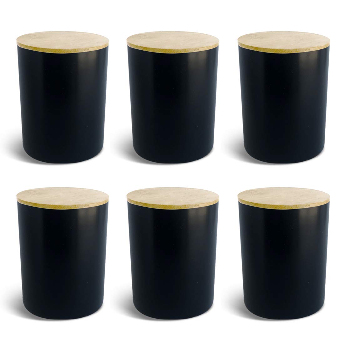 Premium 6-Piece Glass Candle Jar Set with Bamboo Lid - 7.75oz White Empty Containers for DIY Candles, Storage & Home Decor - Wholesale Bulk Supplies for Candle Making & Gift Packaging
