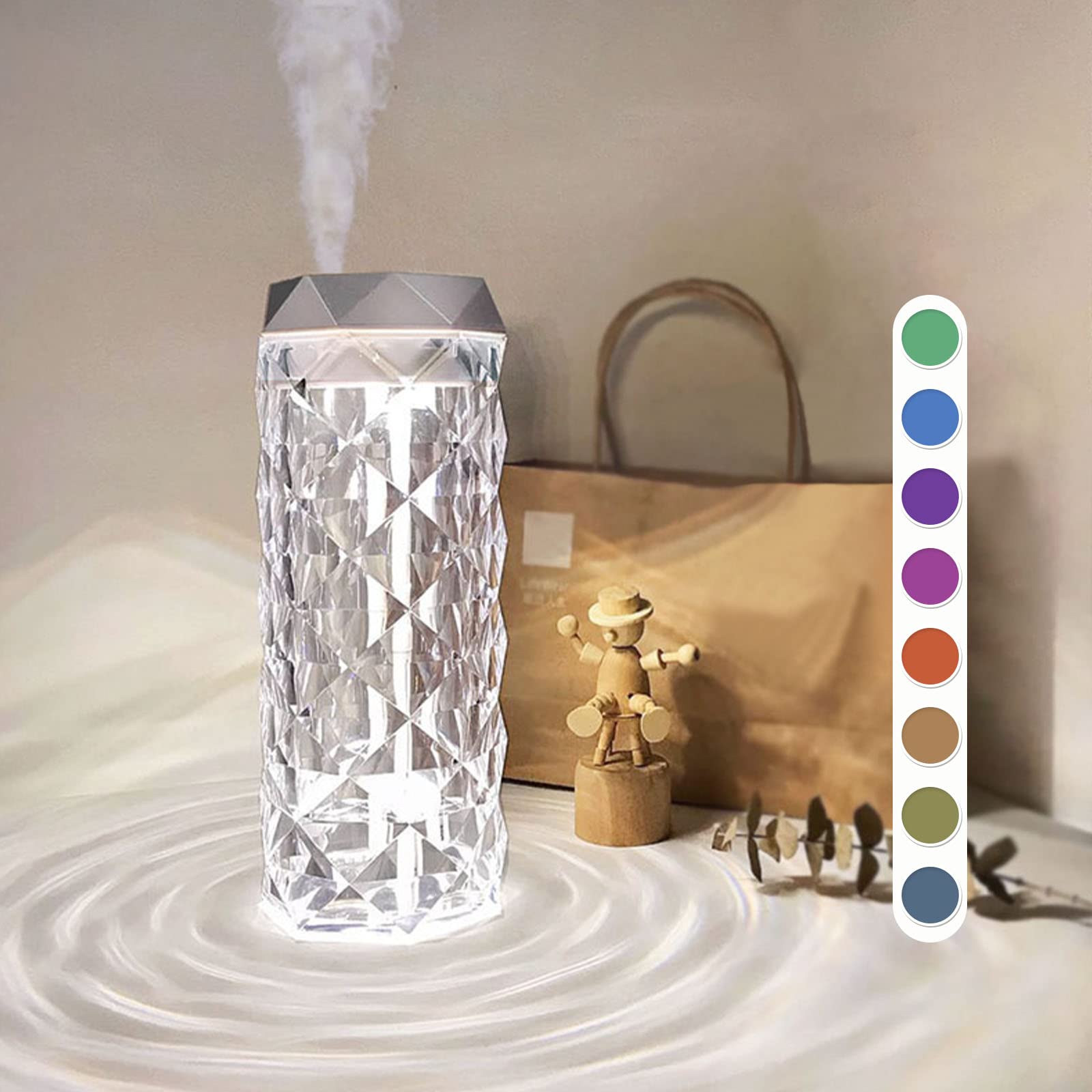FEDITA 3-in-1 Glass Color Changing Humidifier & Essential Oil Diffuser with Large Capacity, 8 Color LED Night Light - Aromatherapy for Office, Bedroom & Home Relaxation | Perfect for Stress Relief, Better Sleep & Air Purification