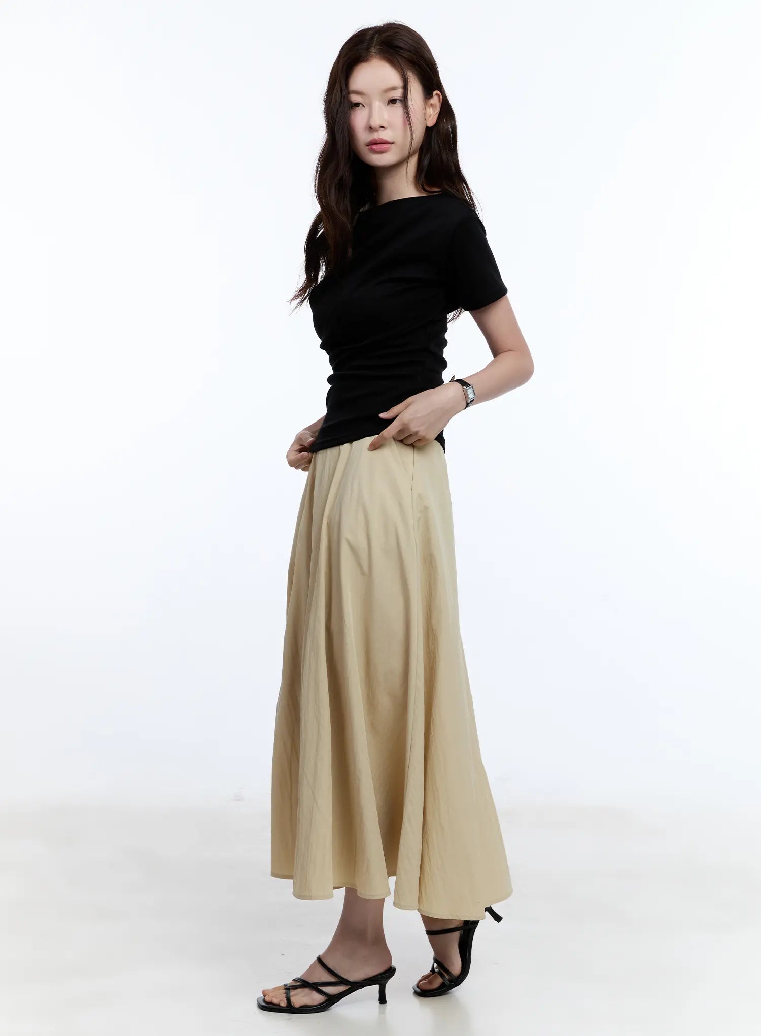 Flared Flowy Midi Skirt for Women - Elegant A-Line Summer Skirt with Side Slits | Perfect for Beach, Vacation & Boho Style Outfits