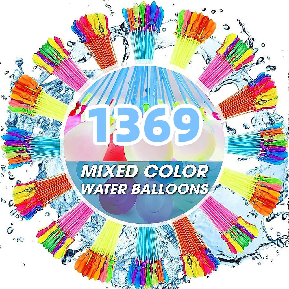 1369 Quick Fill Water Balloons for Summer Fun - Fast & Easy Fill for Kids & Adults - Perfect for Backyard Parties, Pool Games & Outdoor Water Fights
