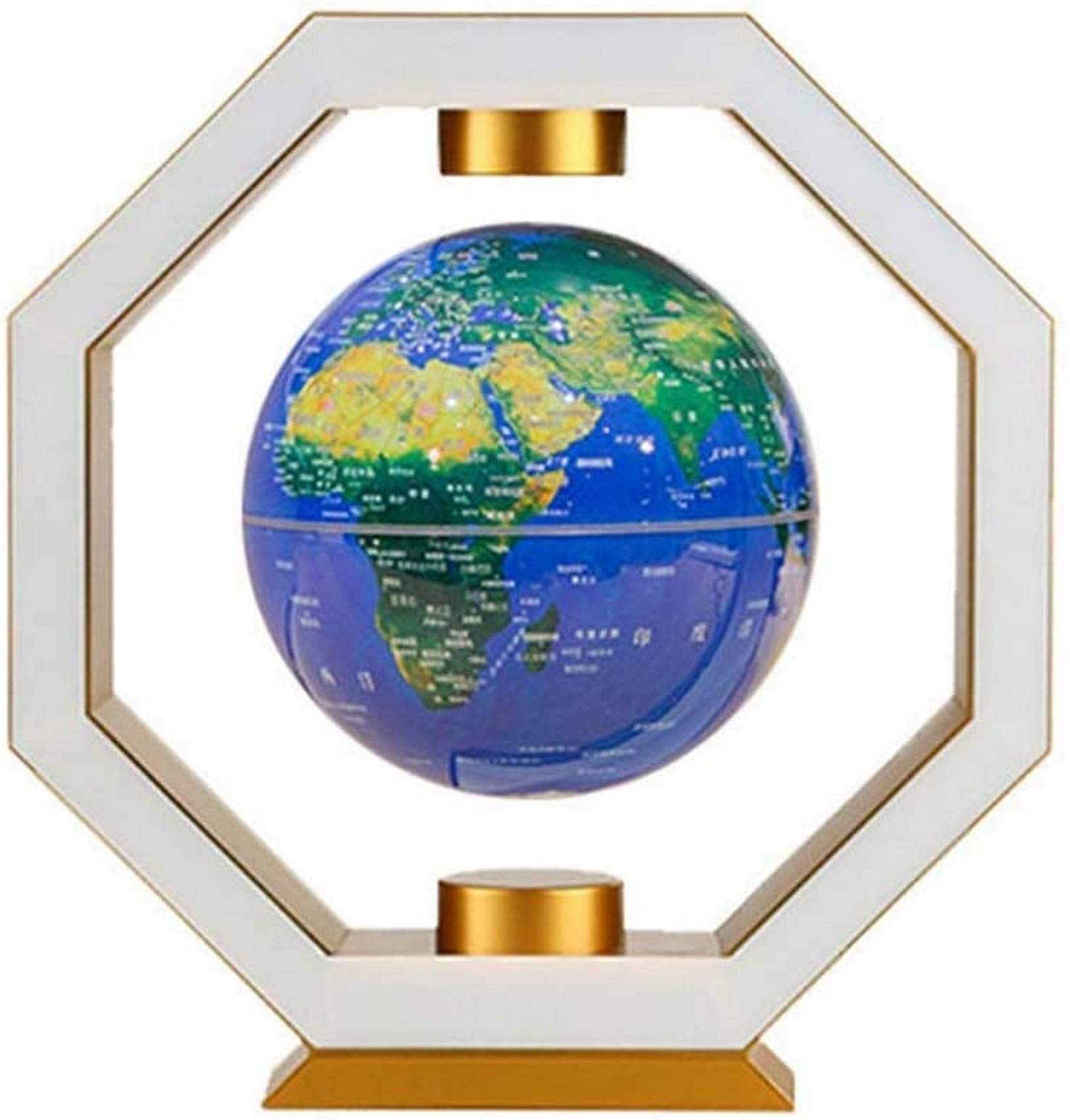 6 Inch Magnetic Floating Globe - Polygonal Magnetic Levitation World Map for Home Office Desk Decor | Perfect Gift & Educational Tool for Geography Enthusiasts | Blue Earth Globe for Modern Interior Design