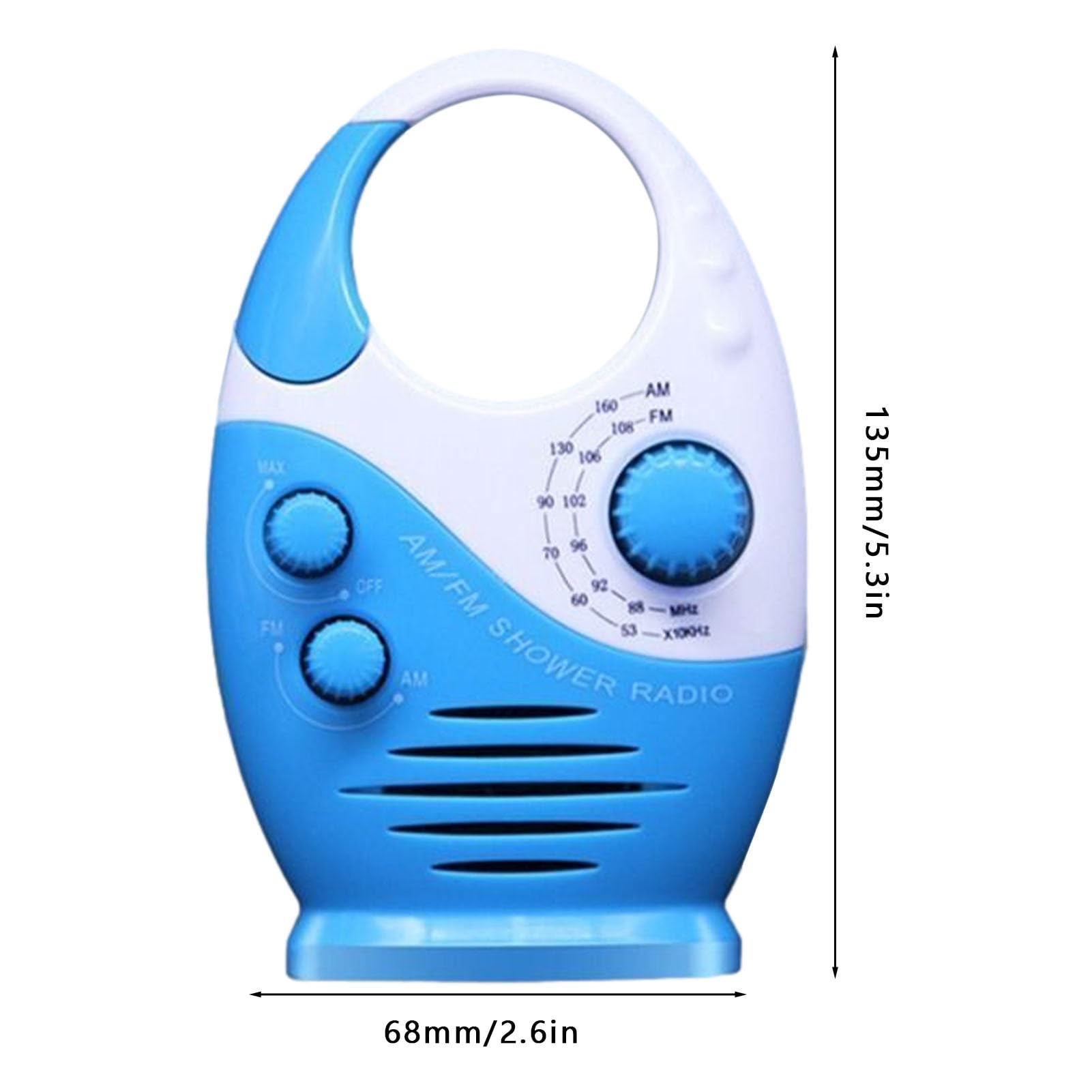 Kasmole Waterproof Outdoor Radio - Portable FM Radio with Bluetooth, Lightweight Mini Speaker for Shower, Bathroom, Beach, Pool & Hot Tub | Perfect for Camping, Hiking & Water Activities