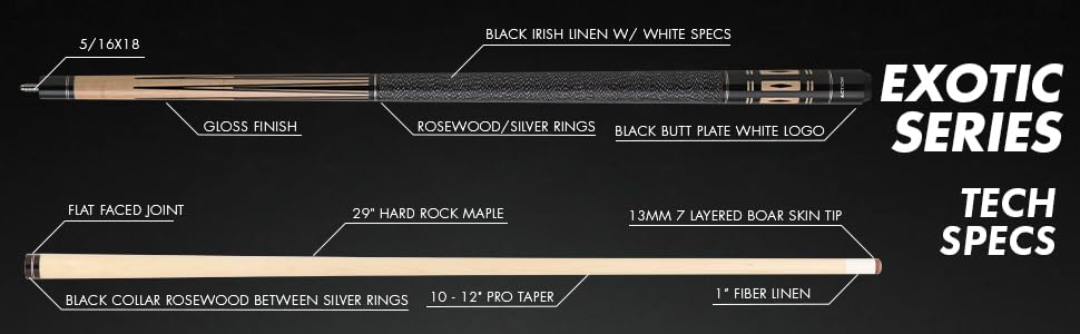Premium Maple Wood Billiards Pool Cue Stick with Black Accents - Professional Tournament & Home Game Pool Accessory for Bars, Game Rooms & Recreational Play