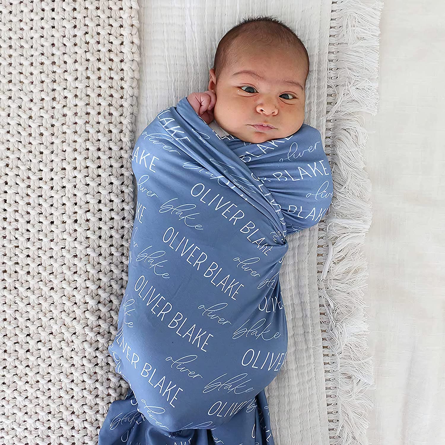 OMGSHIRTS Personalized Baby Blanket with Custom Name - Monogrammed Newborn Swaddle Blanket for Boys & Girls - Perfect Baby Shower Gift & Birthday Present for Infants - Soft Nursery Blanket for Cuddling, Swaddling & Photo Props