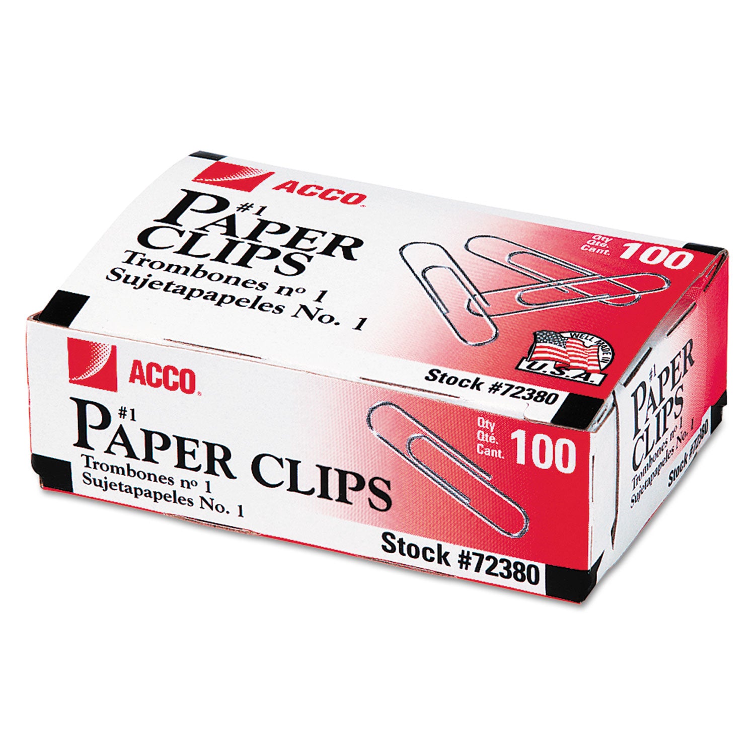 ACCO #1 Smooth Silver Paper Clips - 100 Clips per Box, 10 Boxes per Pack - Perfect for Office, School & Home Organization