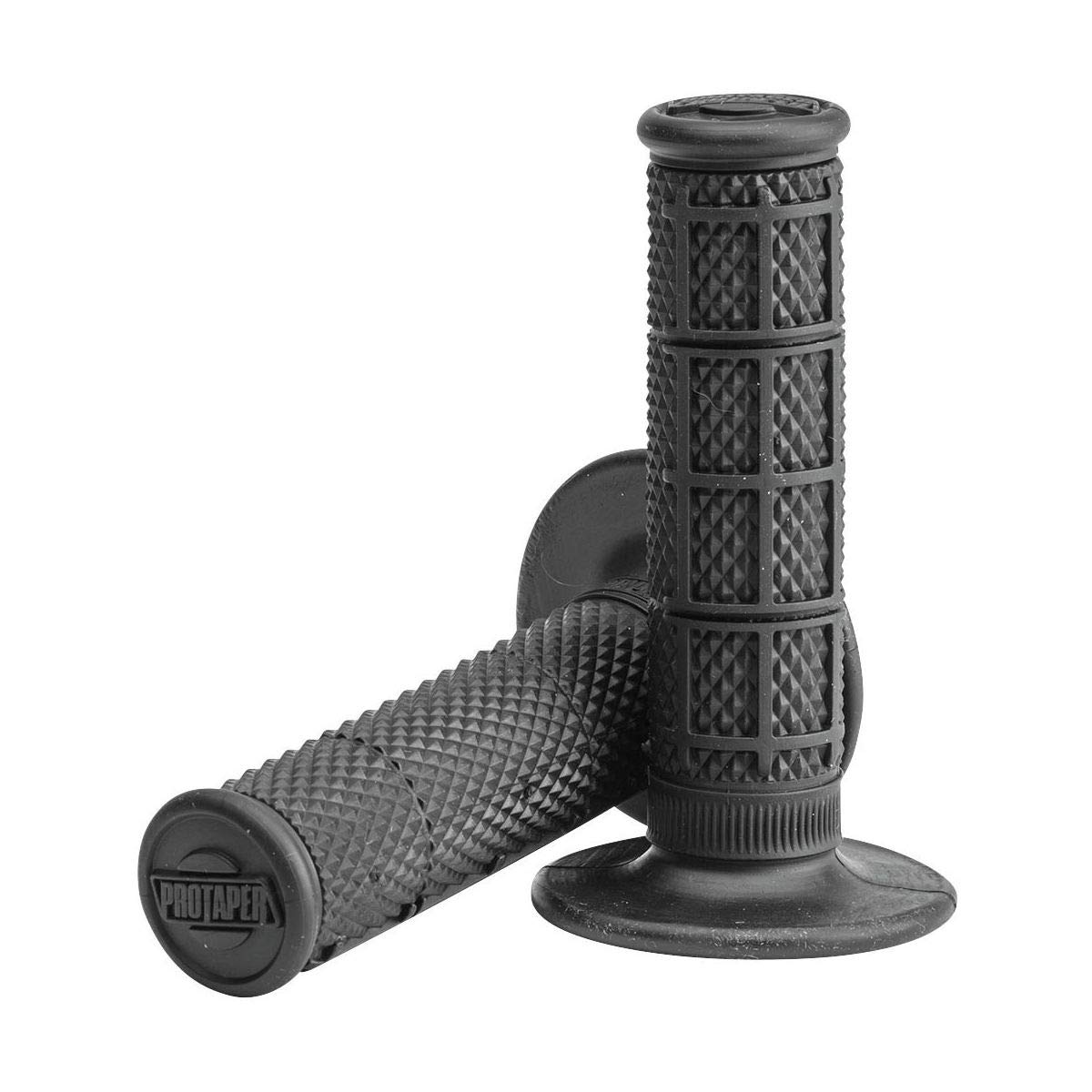 Pro Taper MX 1/3 Waffle Grips - Black Motorcycle Off-Road Handlebar Grips - Durable Rubber Grip for Dirt Bikes, ATVs & MX Racing - Enhanced Control & Comfort for Trail Riding & Motocross