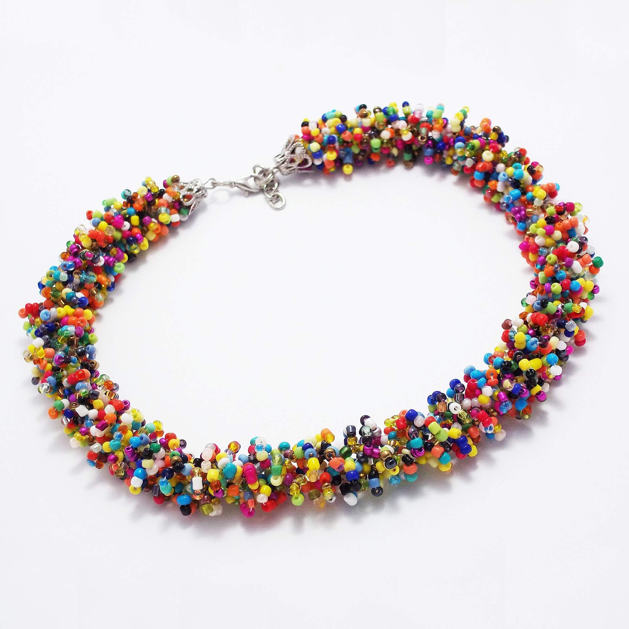 Vibrant African Beaded Statement Necklace - Handmade Colorful Rope Jewelry for Women, Unique Gift for Grandma - Perfect for Summer Outfits, Weddings & Cultural Events