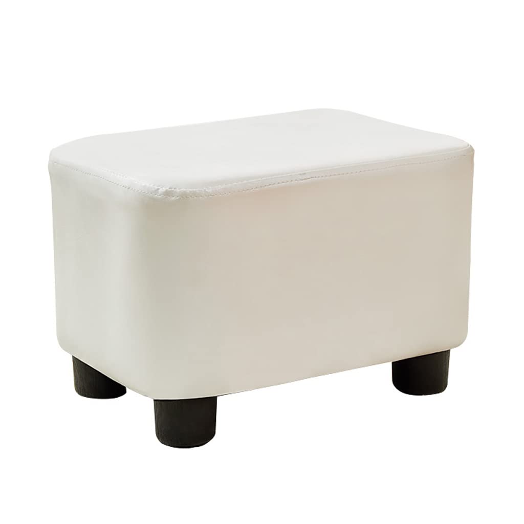 14 Inch Small Ottoman Footstool - PU Leather Padded Entryway Seat for High Beds, Under Desk Stool | Perfect for Living Room, Bedroom, Vanity & Cloakroom | Compact Footrest for Relaxation & Home Decor