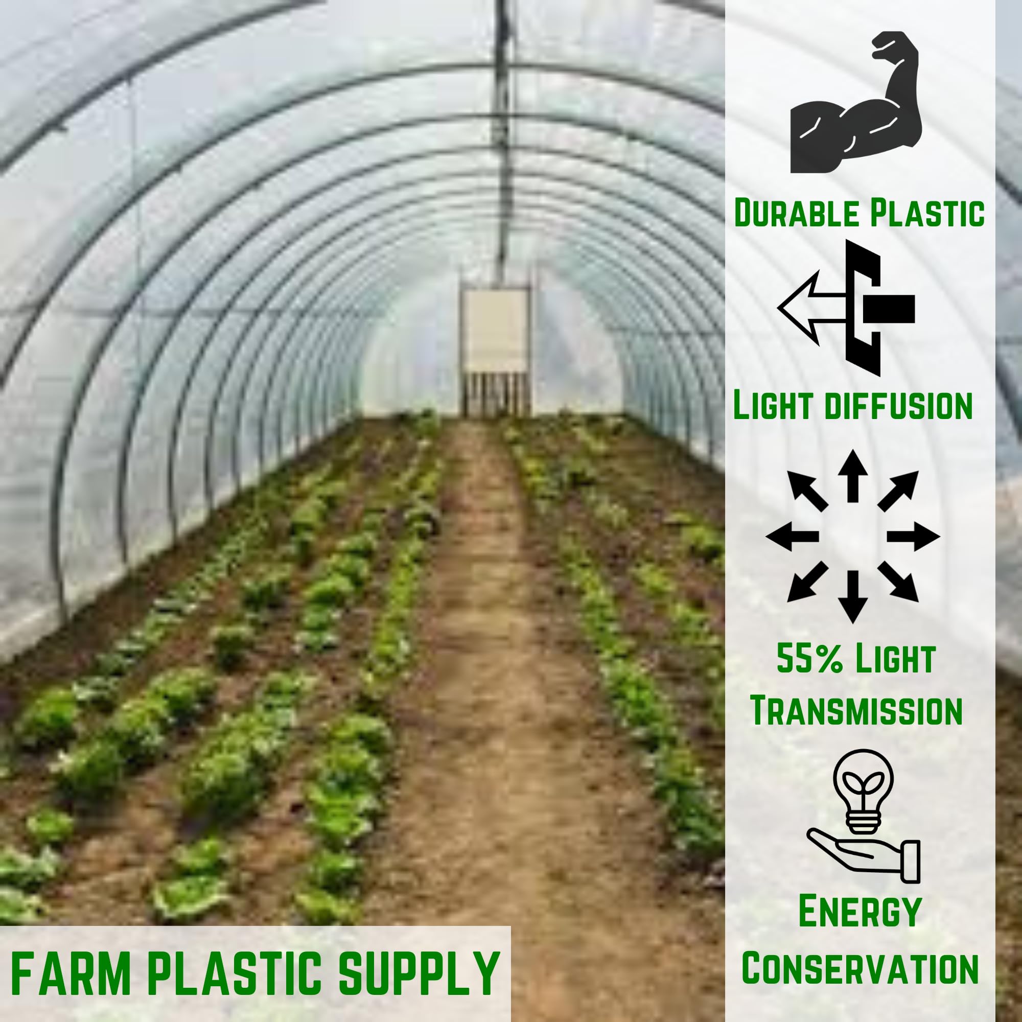 6 Mil White Plastic Sheeting - Durable Greenhouse Film, Overwintering Cover, Farm Plastic Supply (32' x 50') - Perfect for Crop Protection, Greenhouse Roofing & Winter Plant Shelter