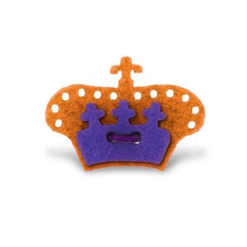 Elegant Crown Lapel Pin - Tiqui Orange & Buster Purple for Formal Events, Weddings & Business Attire