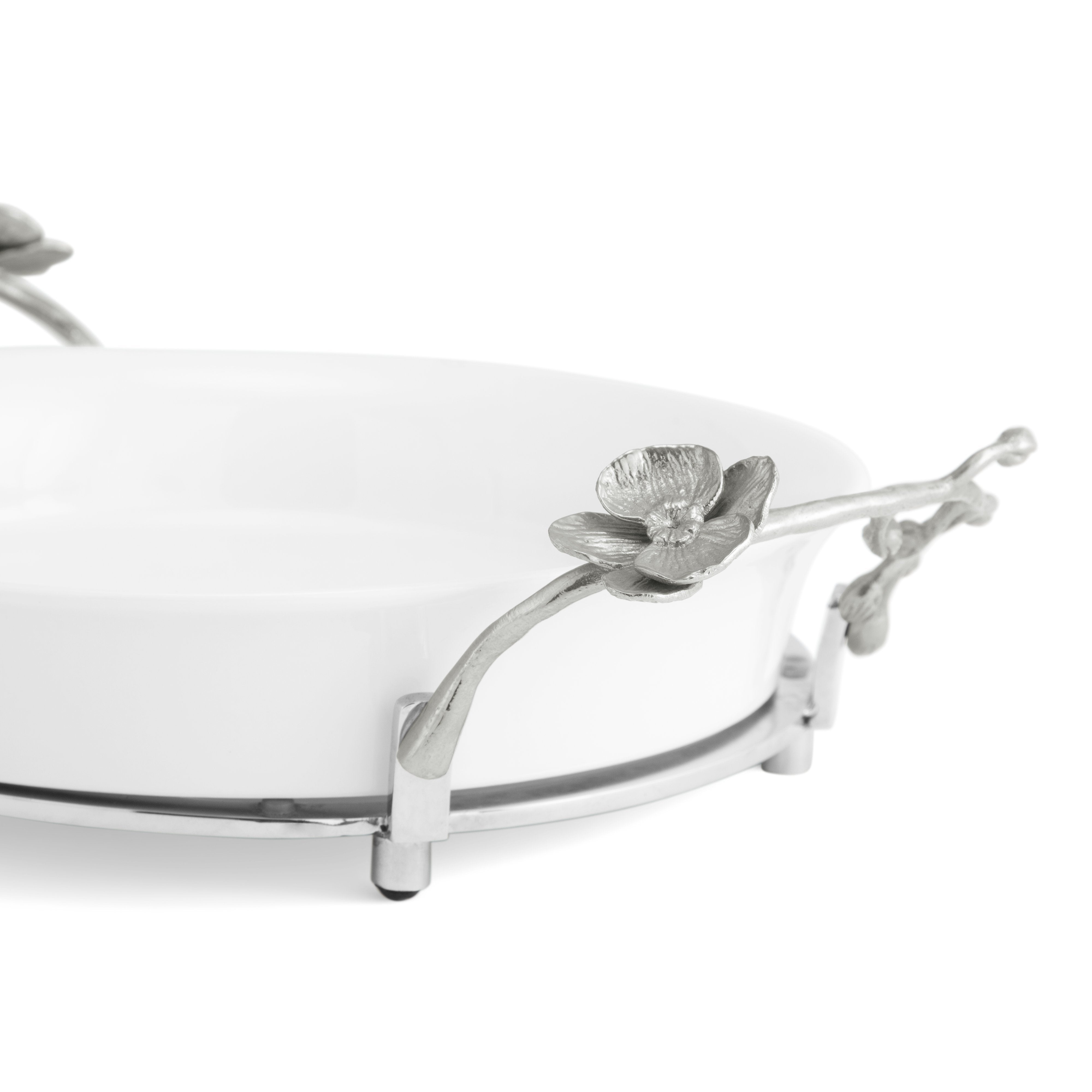 White Orchid Pie Dish - 9 Inch Ceramic Baking Pan for Pies, Quiches & Tarts | Perfect for Thanksgiving, Christmas & Family Gatherings