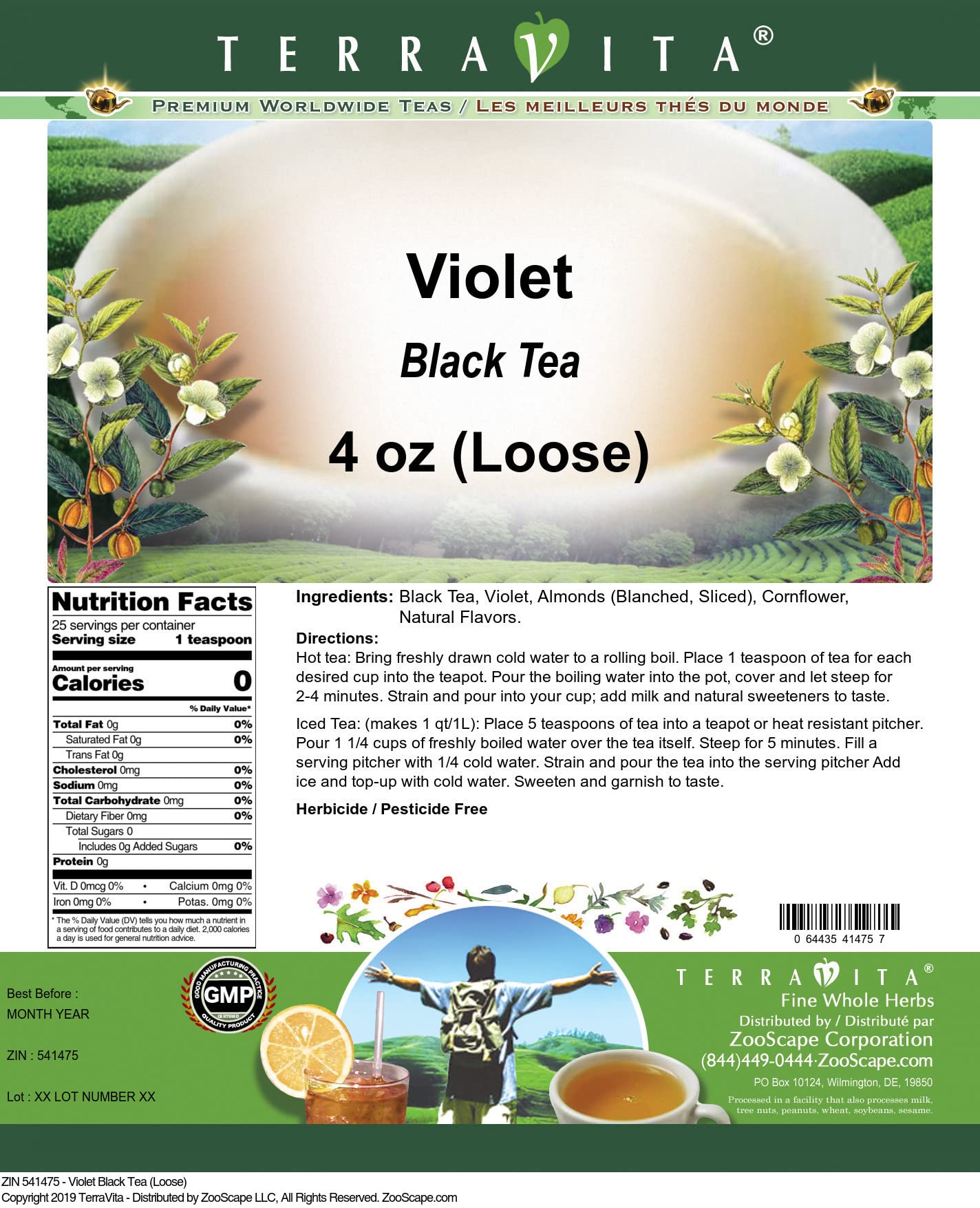 Premium Organic Violet Black Loose Leaf Tea (4 oz, 3-Pack) - Floral Aromatic Tea for Relaxation, Afternoon Tea & Gift Giving