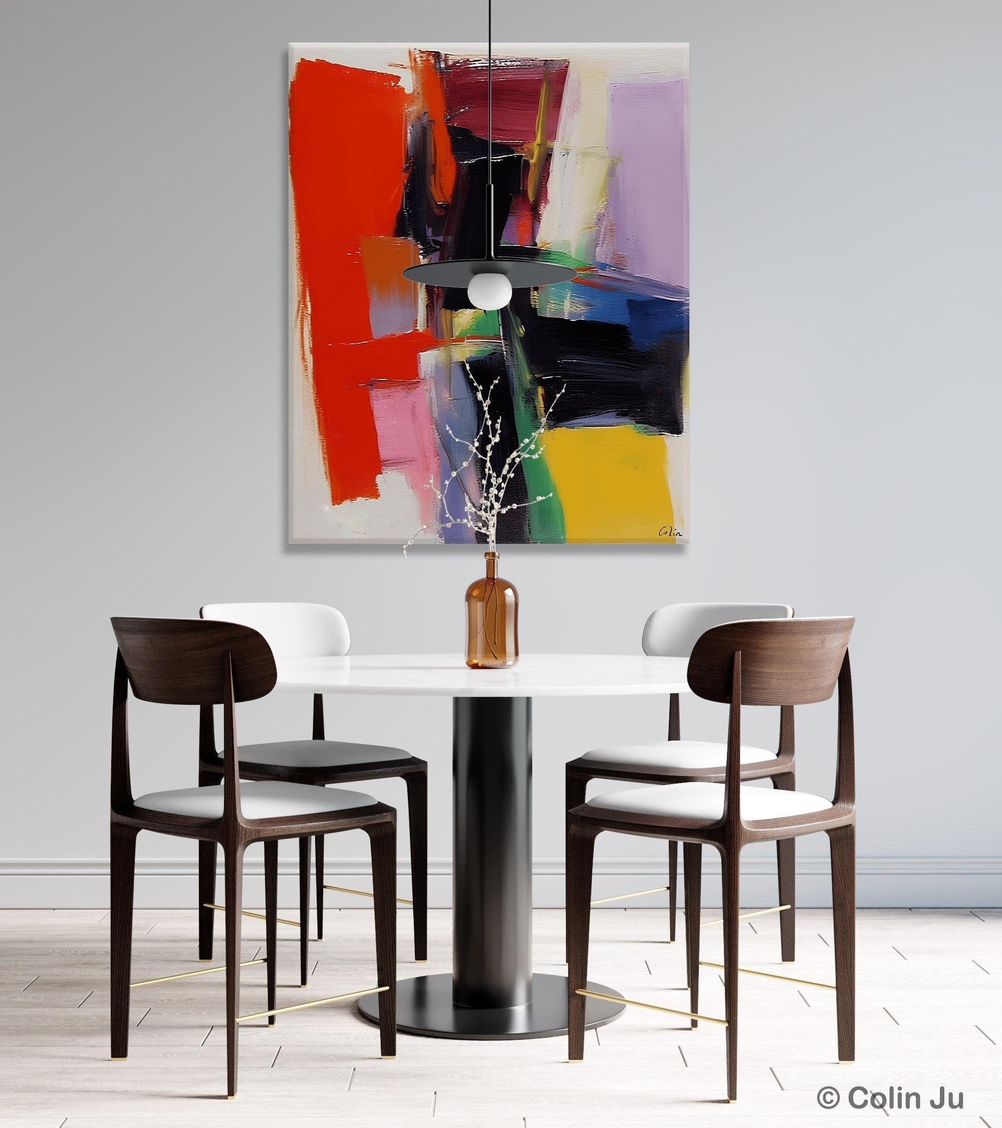 Contemporary Acrylic Abstract Paintings - Modern Red Wall Art for Living Room & Bedroom - Handmade Canvas Artwork - Perfect for Home Decor & Office Spaces