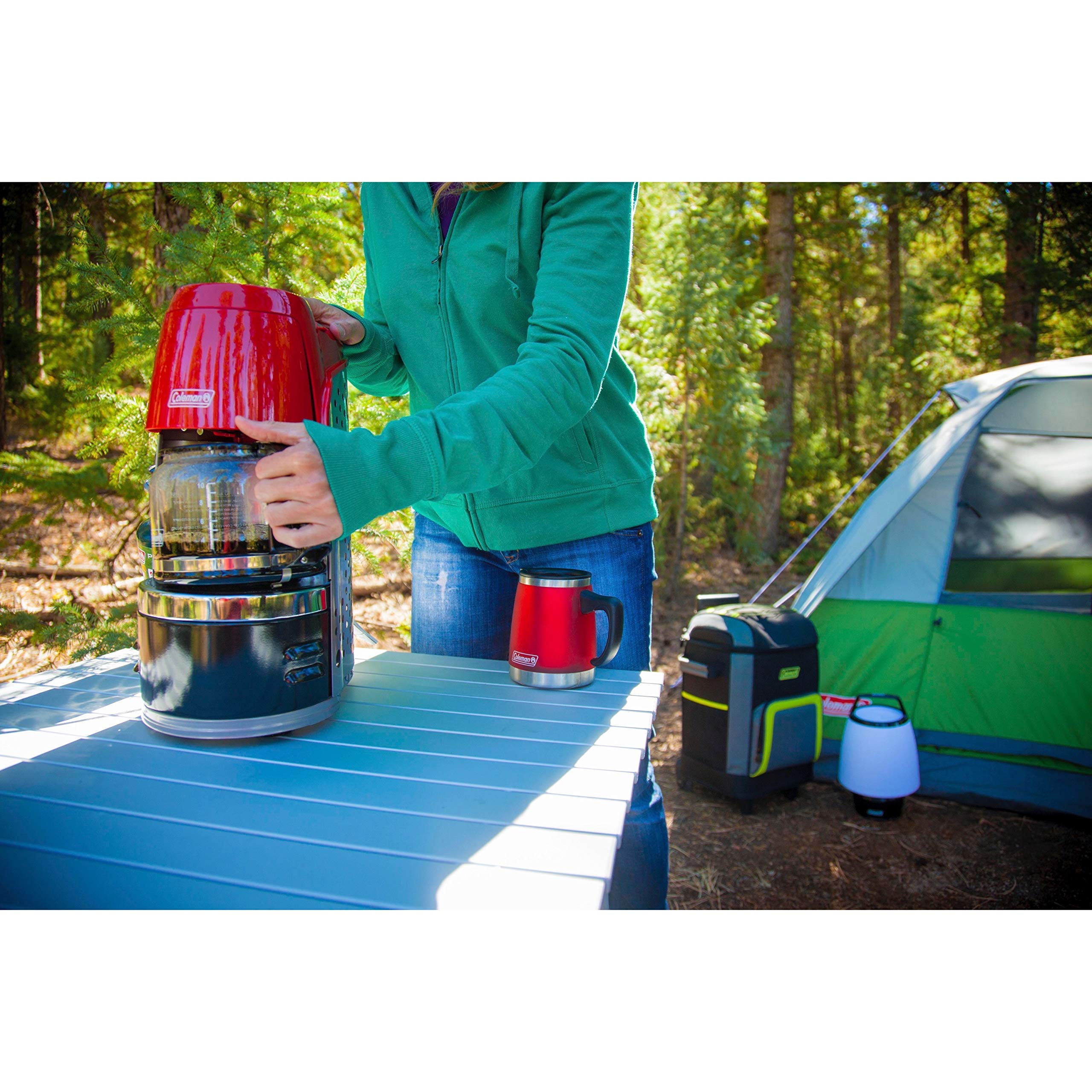 Coleman Propane QuikPot Coffee Maker with InstaStart Ignition - 4500 BTUs, Brews 10 Cups in 18 Minutes - Perfect for Camping, Hunting, Tailgating, RV Trips & Outdoor Adventures - Portable Coffee Solution for Backpacking, Fishing & Emergency Preparedness