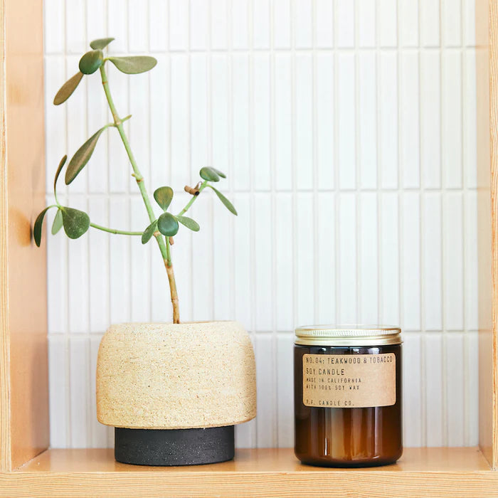 Premium 7.2oz Teakwood Tobacco Scented Soy Candle - Handmade Classic Home Decor for Relaxation, Aromatherapy & Romantic Ambiance