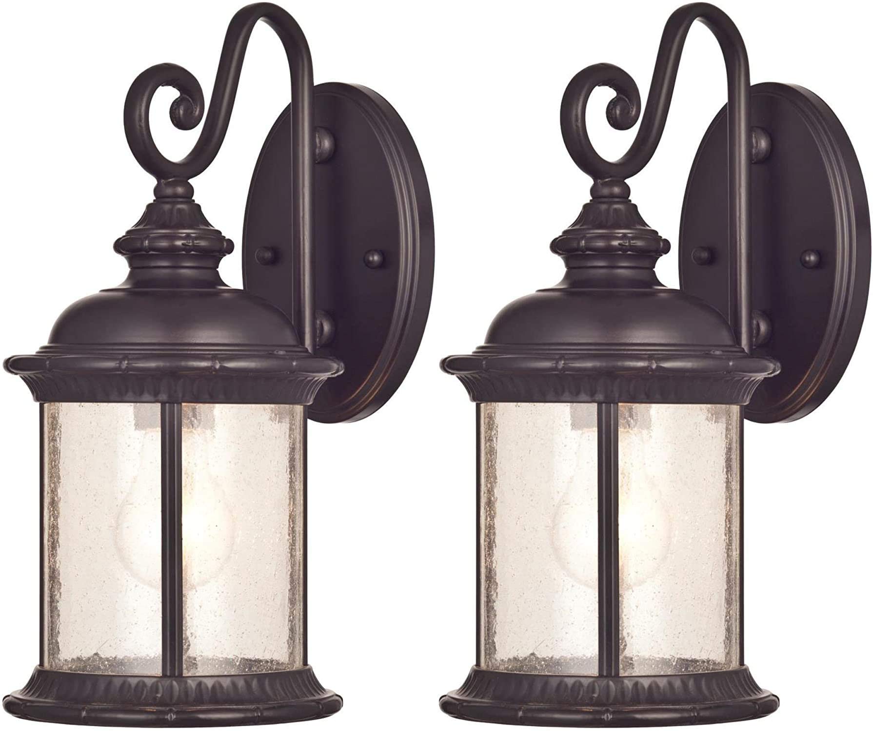 Westinghouse Lighting 6230600 New Haven Outdoor Wall Lantern - Oil Rubbed Bronze Finish, Clear Seeded Glass, Steel Construction (2 Pack) - Perfect for Porch, Patio, Garden & Entryway Lighting
