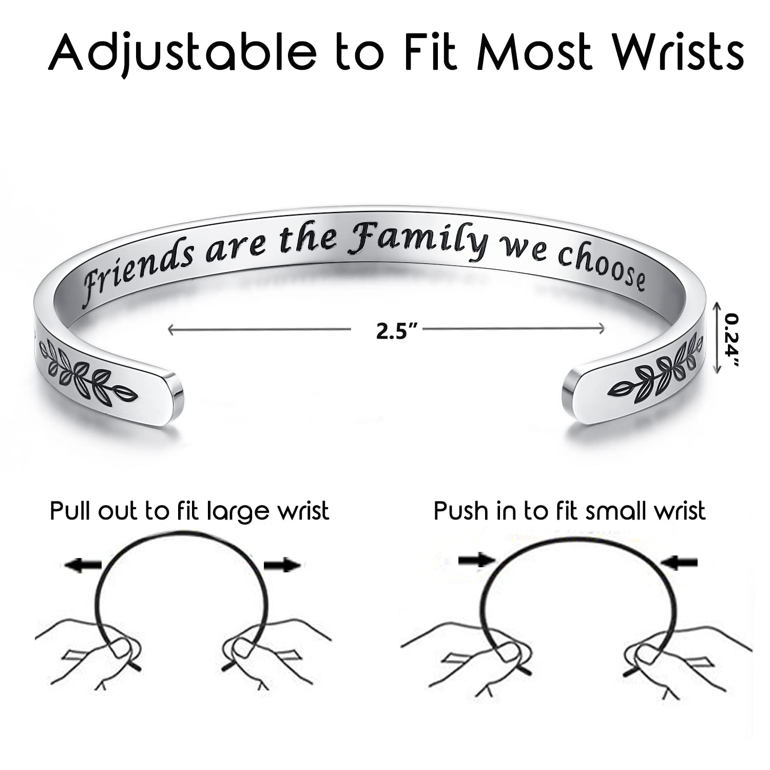 Personalized Cuff Bracelets for Women & Teens - Best Friend, Sister, Mom, Daughter, Granddaughter, Cousin - Birthday, Mother's Day, Christmas, Easter Gift Idea - Elegant Jewelry for Everyday Wear & Special Occasions