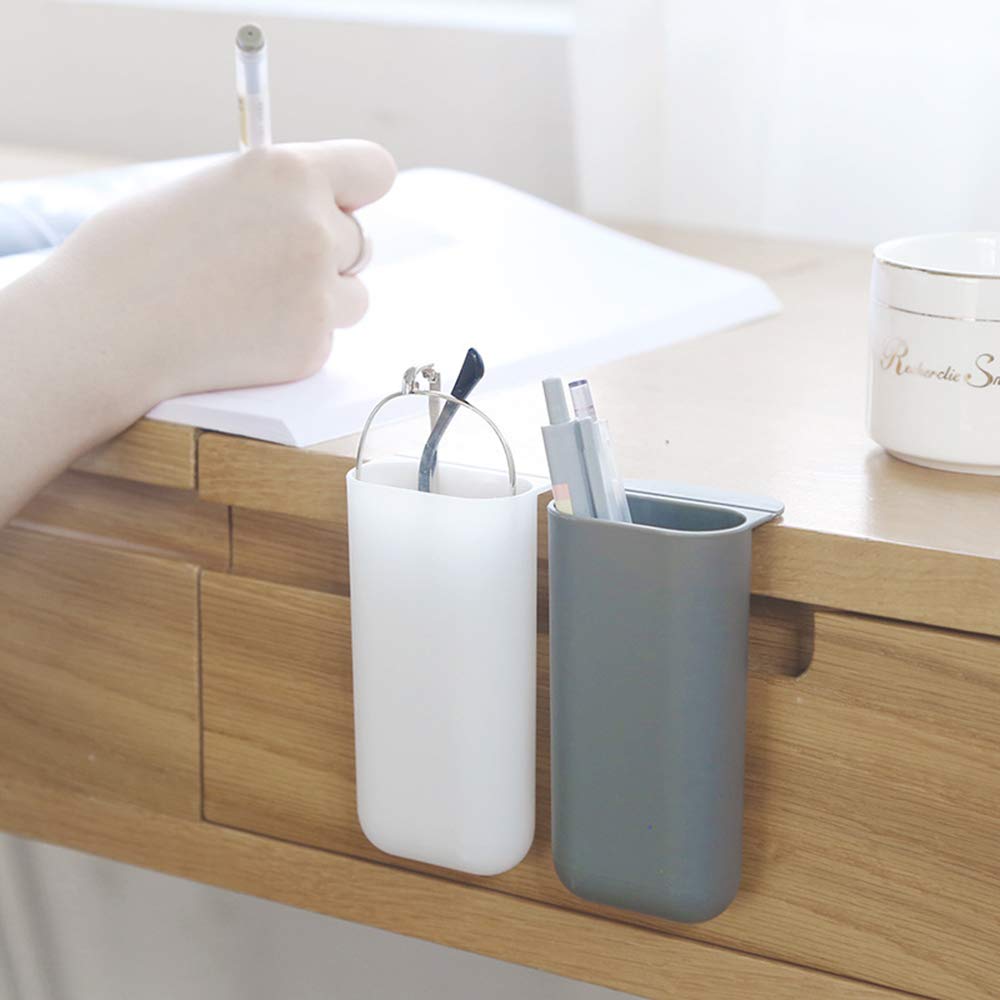 Creative DIY Screen Pen Pencil Holders - 2 Pack Grey Desktop Organizer for Computer Monitor, Perfect for Office, Home & School Workspace Organization