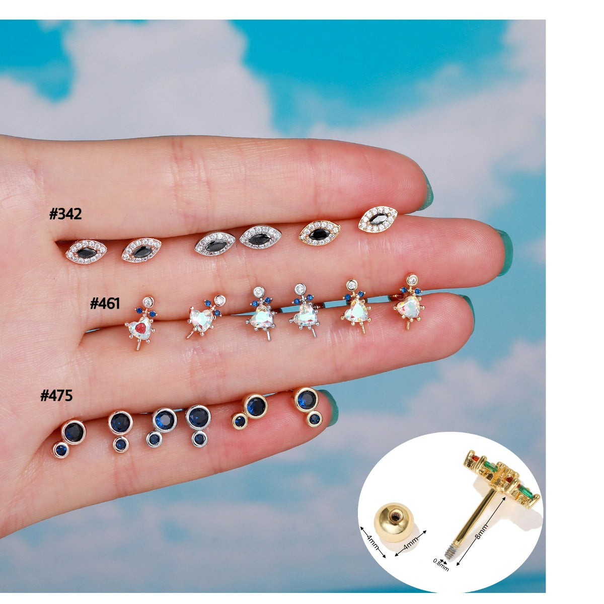 20G Cartilage Tiny Stud Earrings - Flat Back Helix Earrings for Women | Hypoallergenic Surgical Steel Piercing Jewelry | Perfect for Daily Wear, Parties & Gifts (EGD0342)