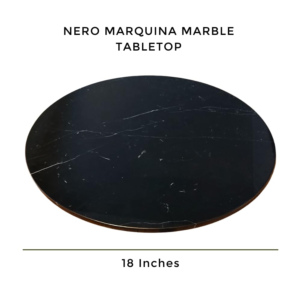 18 Inch Black Marble Ottoman Serving Tray - Round Table Centerpiece for Cakes, Cupcakes & Desserts | Elegant Home Decor for Dining, Tea Parties & Entertaining