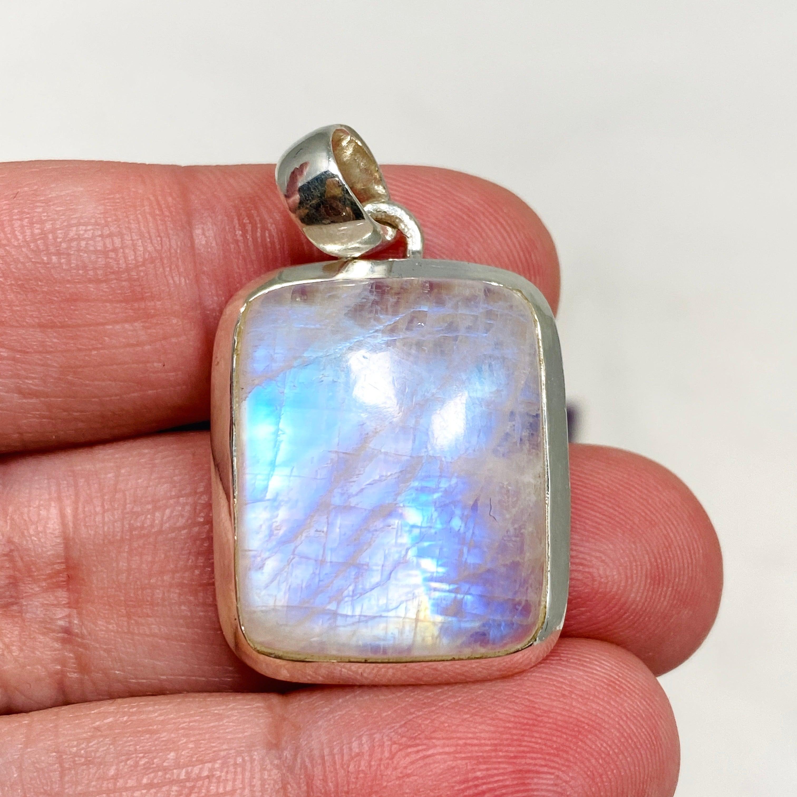 Moonstone Rectangular Pendant Necklace KPGJ4260 - Elegant Healing Crystal Jewelry for Women, Perfect for Meditation, Yoga & Spiritual Gifts