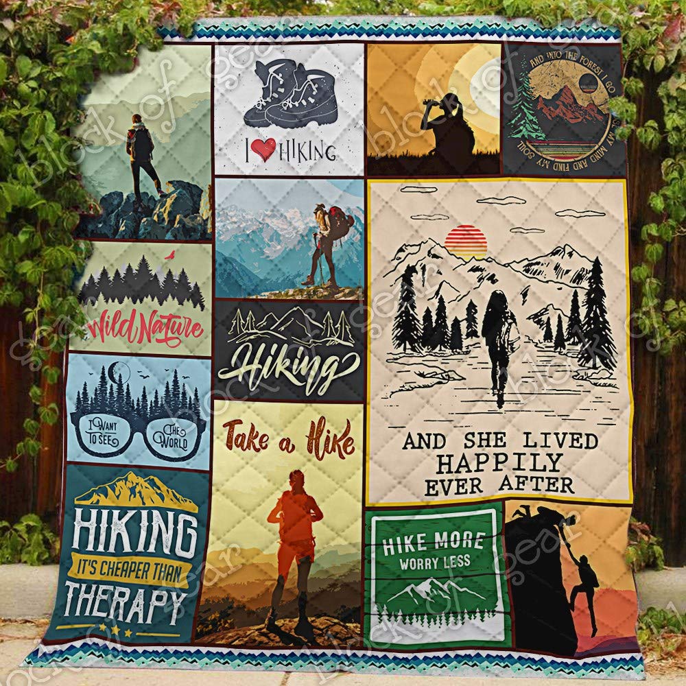 GEEMBI Printed Quilts Bedding - Hiking Woman Design NH172, Soft Lightweight King/Queen/Twin Coverlet for All Seasons | Perfect for Bedroom Decor, Christmas Gifts & Outdoor Camping Adventures