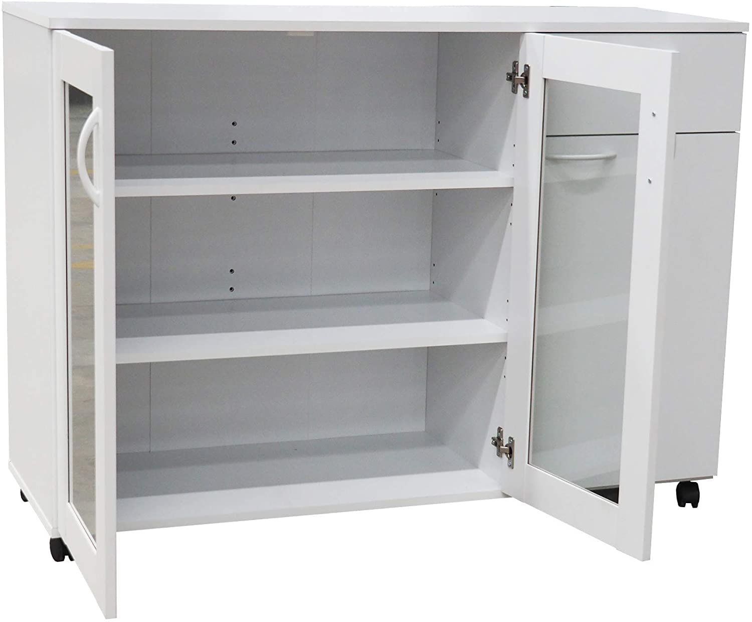 KB Designs White Kitchen Sideboard Buffet Storage Cabinet - Modern Farmhouse Dining Room Furniture for Home Organization & Entertaining