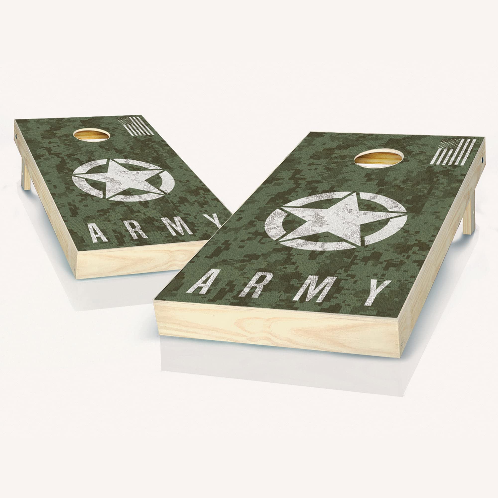 Premium US Army Digital Camo Cornhole Game Set - 2 Wooden Boards & 8 Bean Bags for Outdoor Tailgating, Backyard Parties & Camping Fun