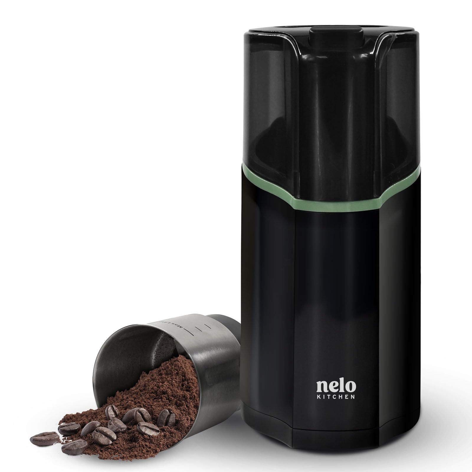 NELO 3.5oz Electric Coffee Grinder - 200W One-Touch Operation, BPA-Free Stainless Steel Dishwasher Safe Bowl for Coffee Beans, Spices & Nuts - 15 Cup Capacity - Perfect for Home Kitchens & Coffee Shops