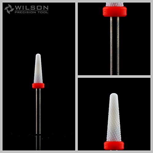 Wilson White Ceramic Nail Drill Bit - 4.00mm Fine Cone Bit (6100367) for Professional Manicure, Pedicure & Nail Art - Perfect for Salons & Home Use